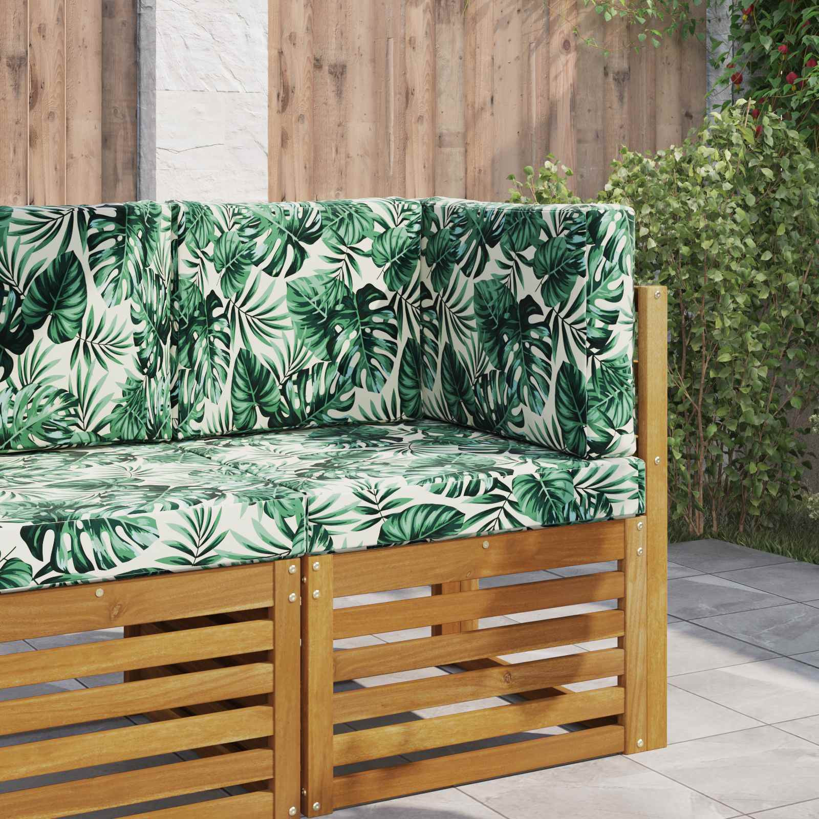 vidaXL Sofakissen für draußen 3 pcs Blattmuster Polyester