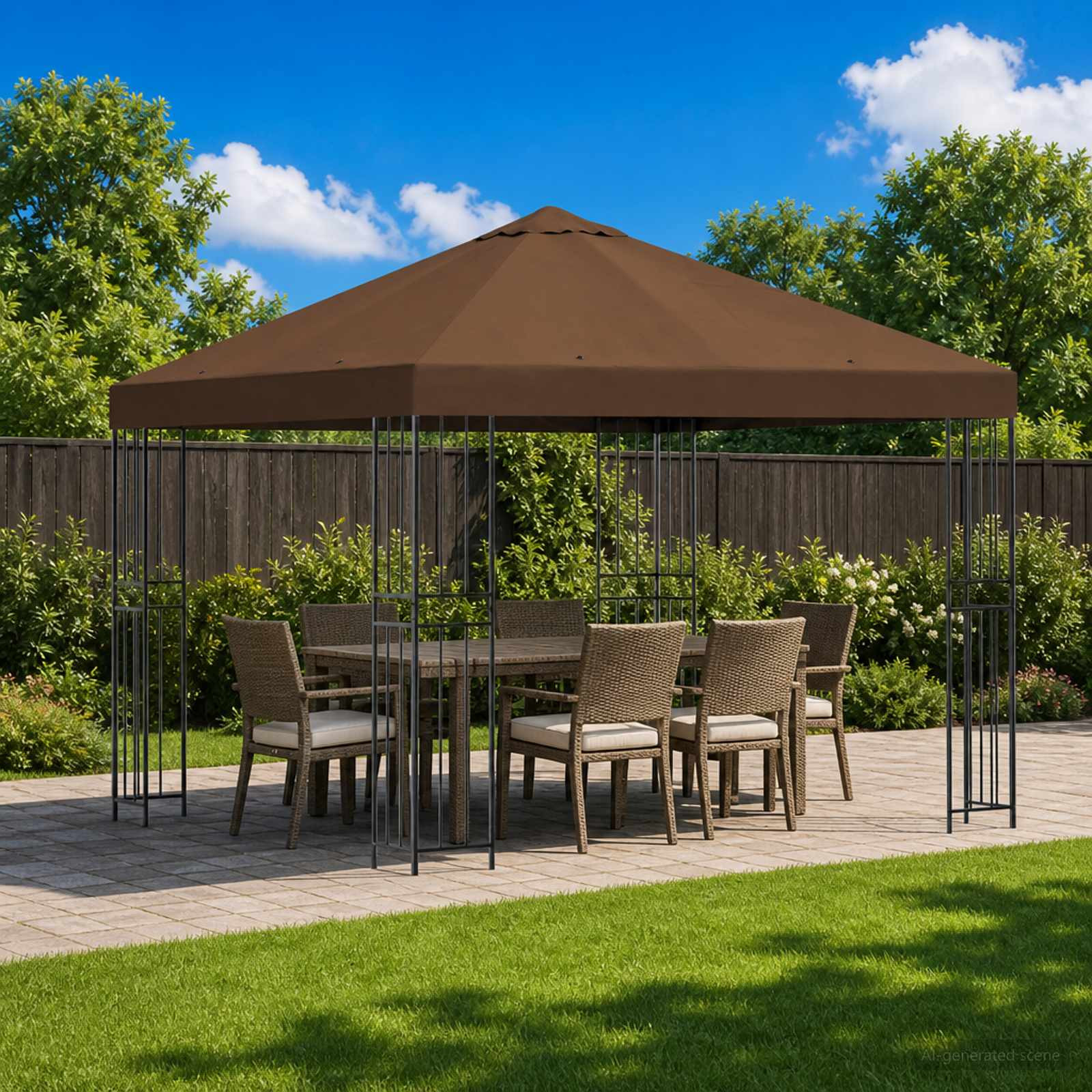 vidaXL Pavillon 3 x 3 m Braun Polyester und Stahl 190 gsm