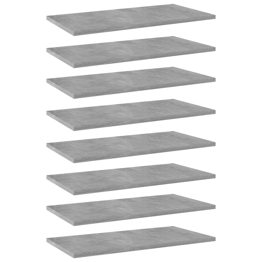 vidaXL Bücherregal-Bretter 8 Stk. Betongrau 60x30x1,5 cm Holzwerkstoff