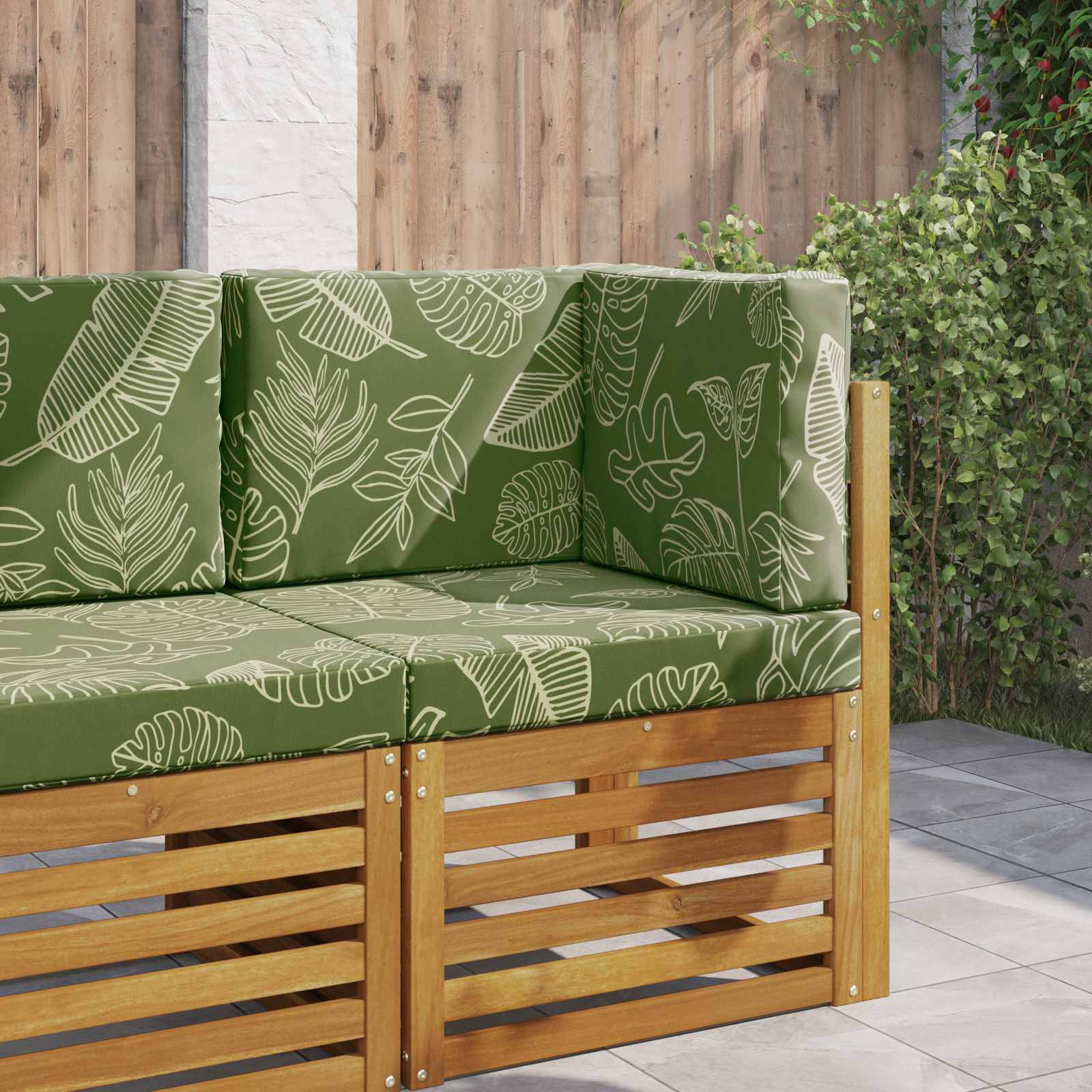 vidaXL Sofakissen für draußen 3 pcs Blattdesign Polyester