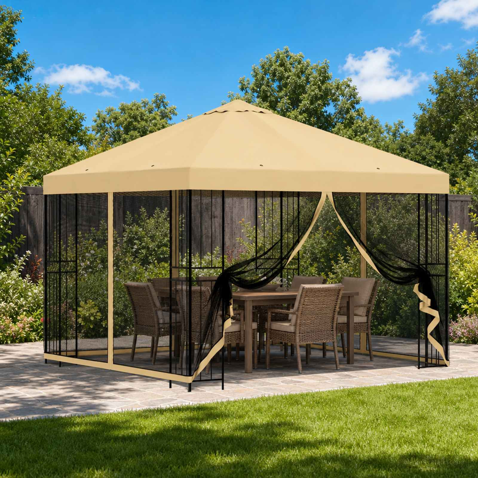 vidaXL Garten Pavillon mit Seitenwänden 3 x 3 m Creme