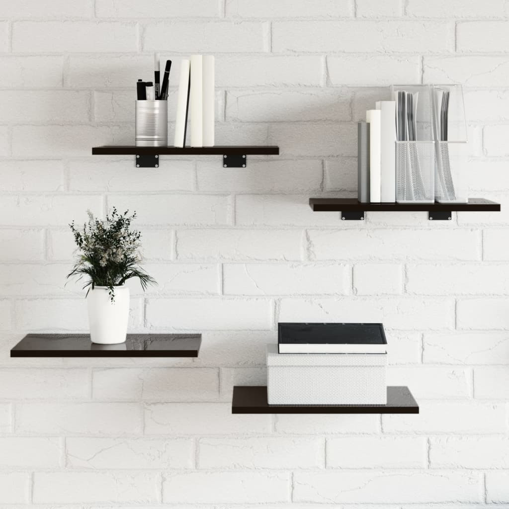 vidaXL Bücherregal-Bretter 4 Stk. Hochglanz-Schwarz 40x30x1,5 cm