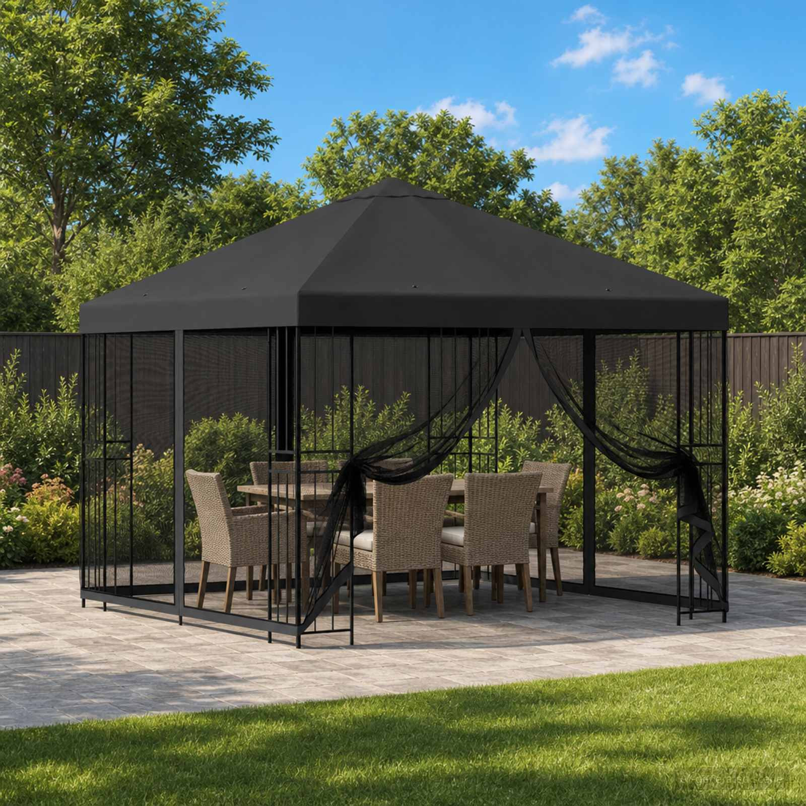vidaXL Garten Pavillon mit Seitenwänden 3 x 3 m Anthrazit