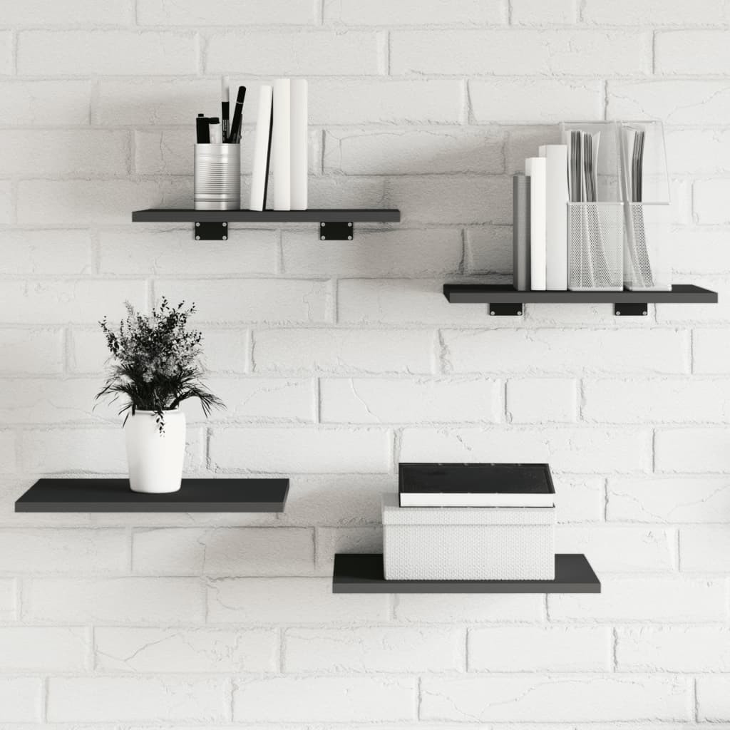 vidaXL Bücherregal-Bretter 4 Stk. Grau 40x30x1,5 cm Holzwerkstoff