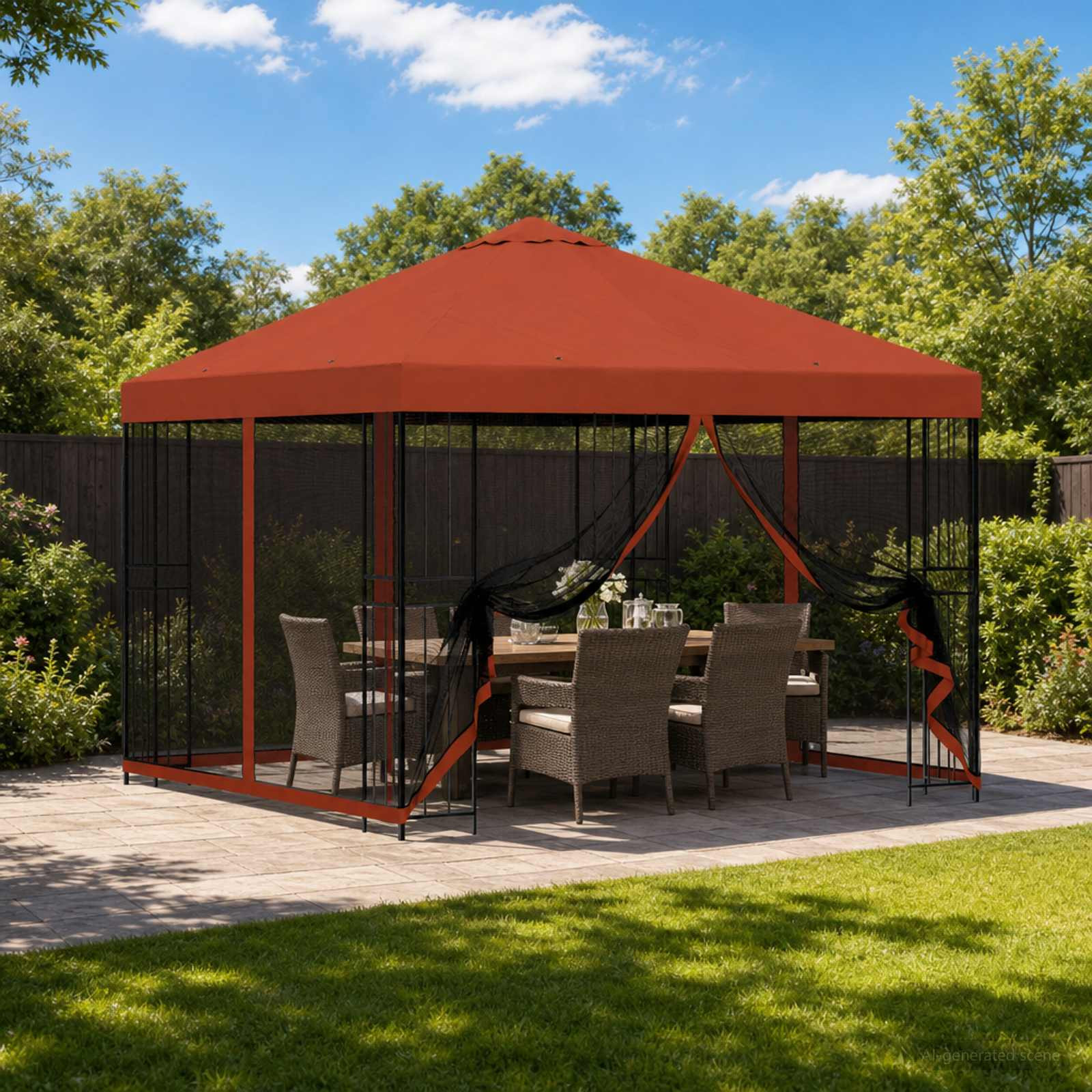 vidaXL Garten Pavillon mit Seitenwänden 3 x 3 m Terrakotta