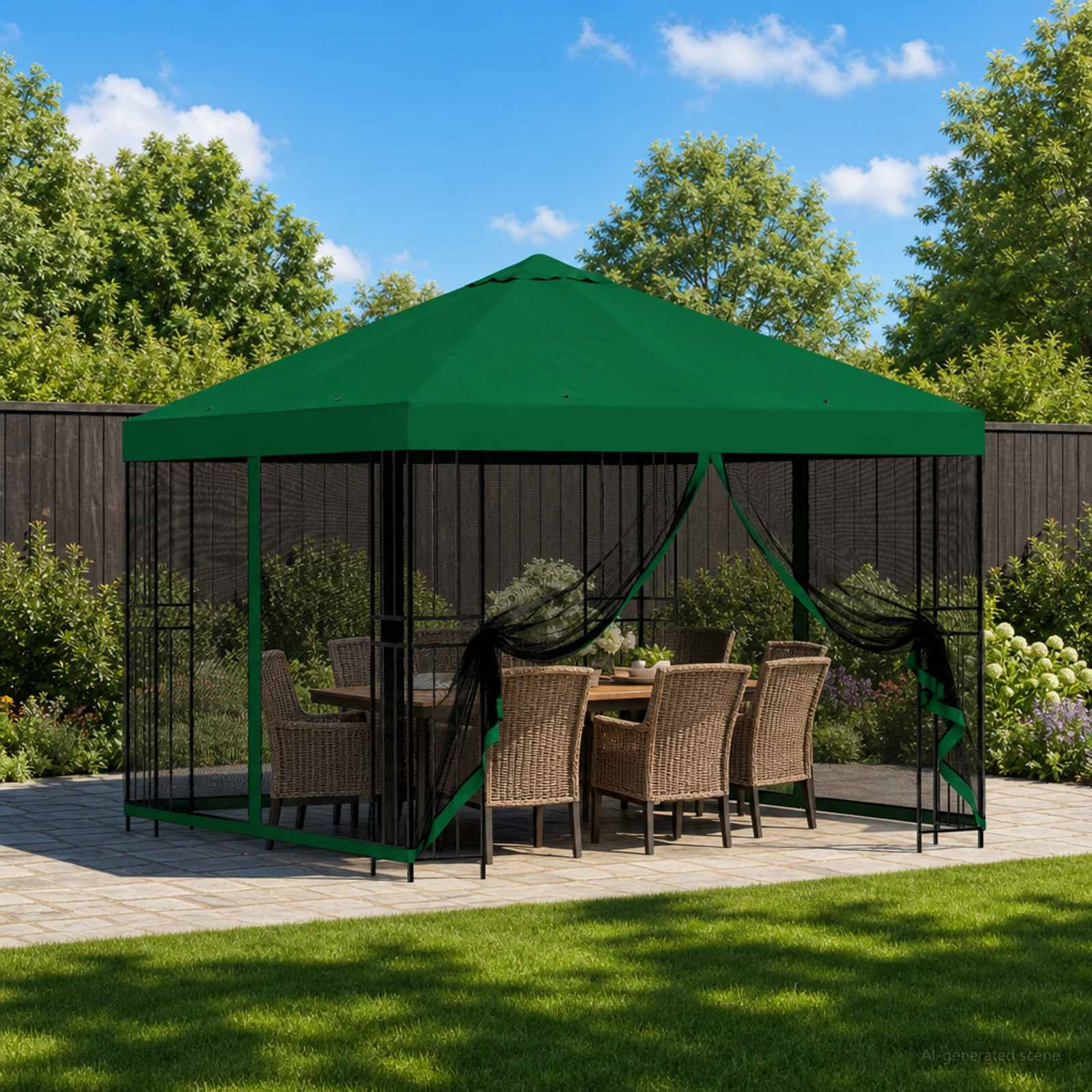vidaXL Garten Pavillon mit Seitenwänden 3 x 3 m Grün