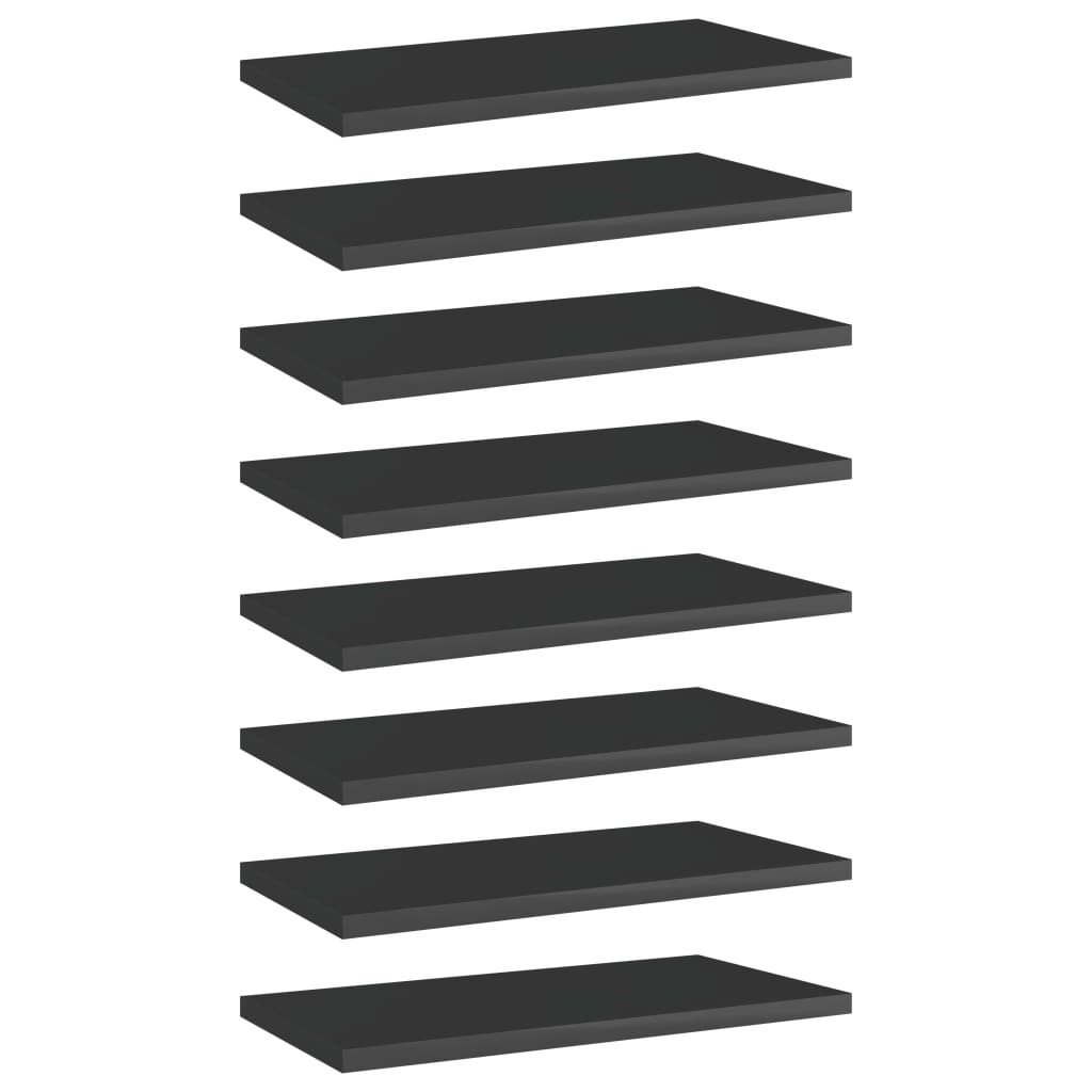 vidaXL Bücherregal-Bretter 8 Stk. Hochglanz-Schwarz 40x20x1,5 cm