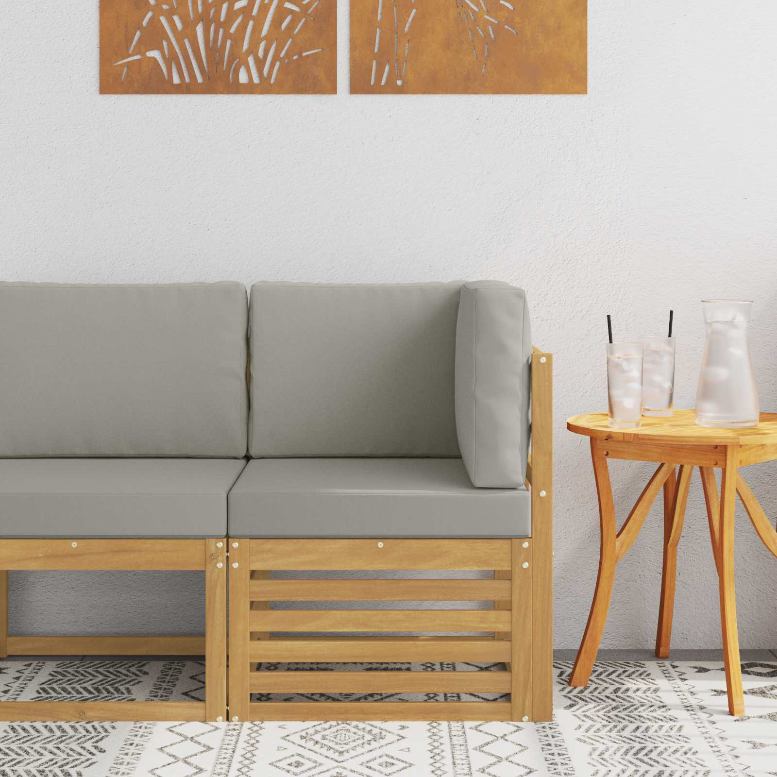 vidaXL Outdoor Ecksofa Massivholz Akazie Weiß