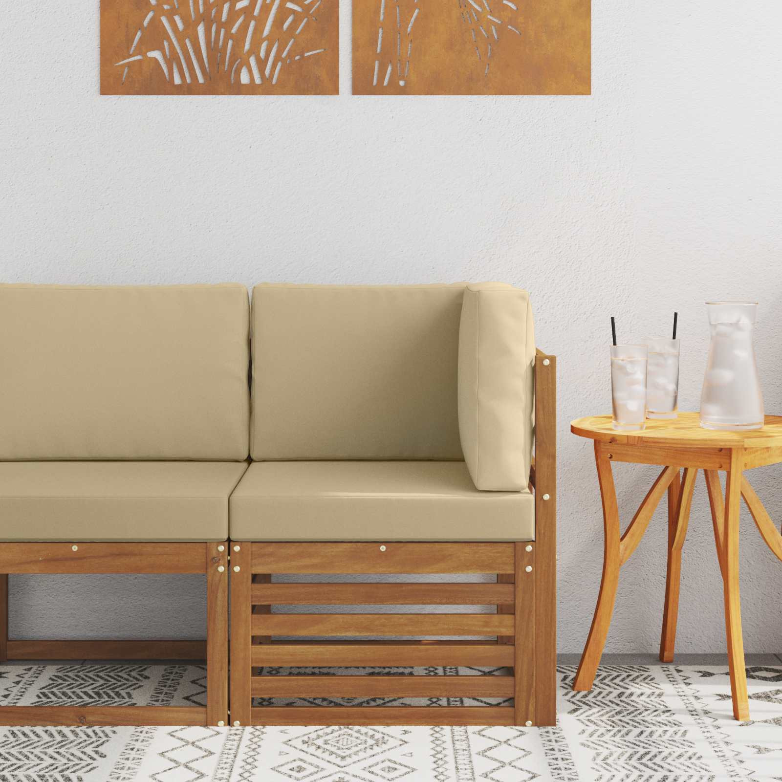 vidaXL Outdoor Ecksofa Massivholz Akazie Natur