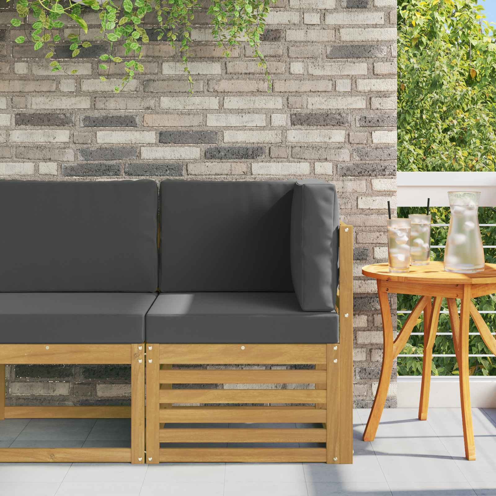 vidaXL Outdoor Ecksofa Massivholz Akazie Weiß