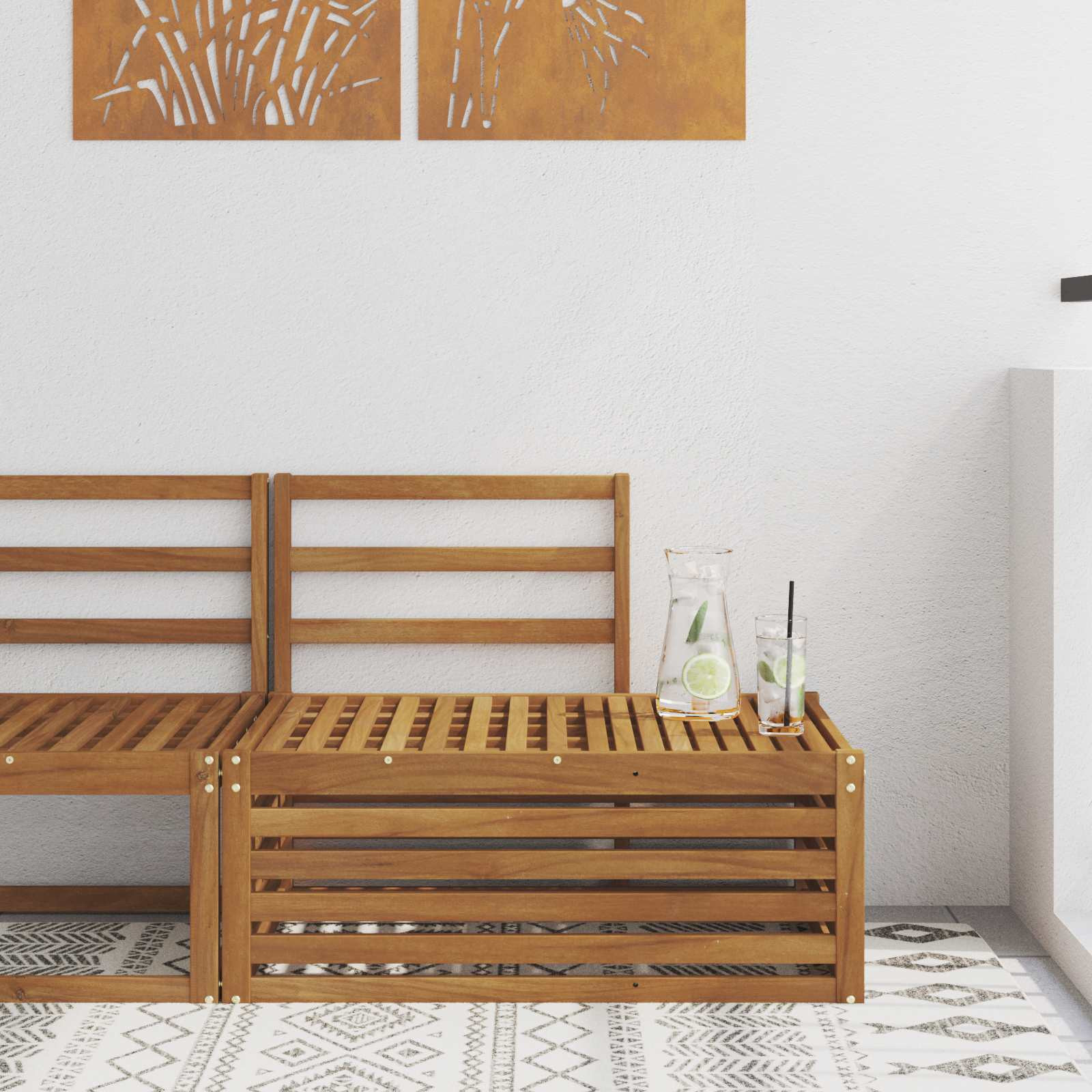 vidaXL Outdoor End Sofa Natur 91 x 63 x 73 cm Massivholz Akazie