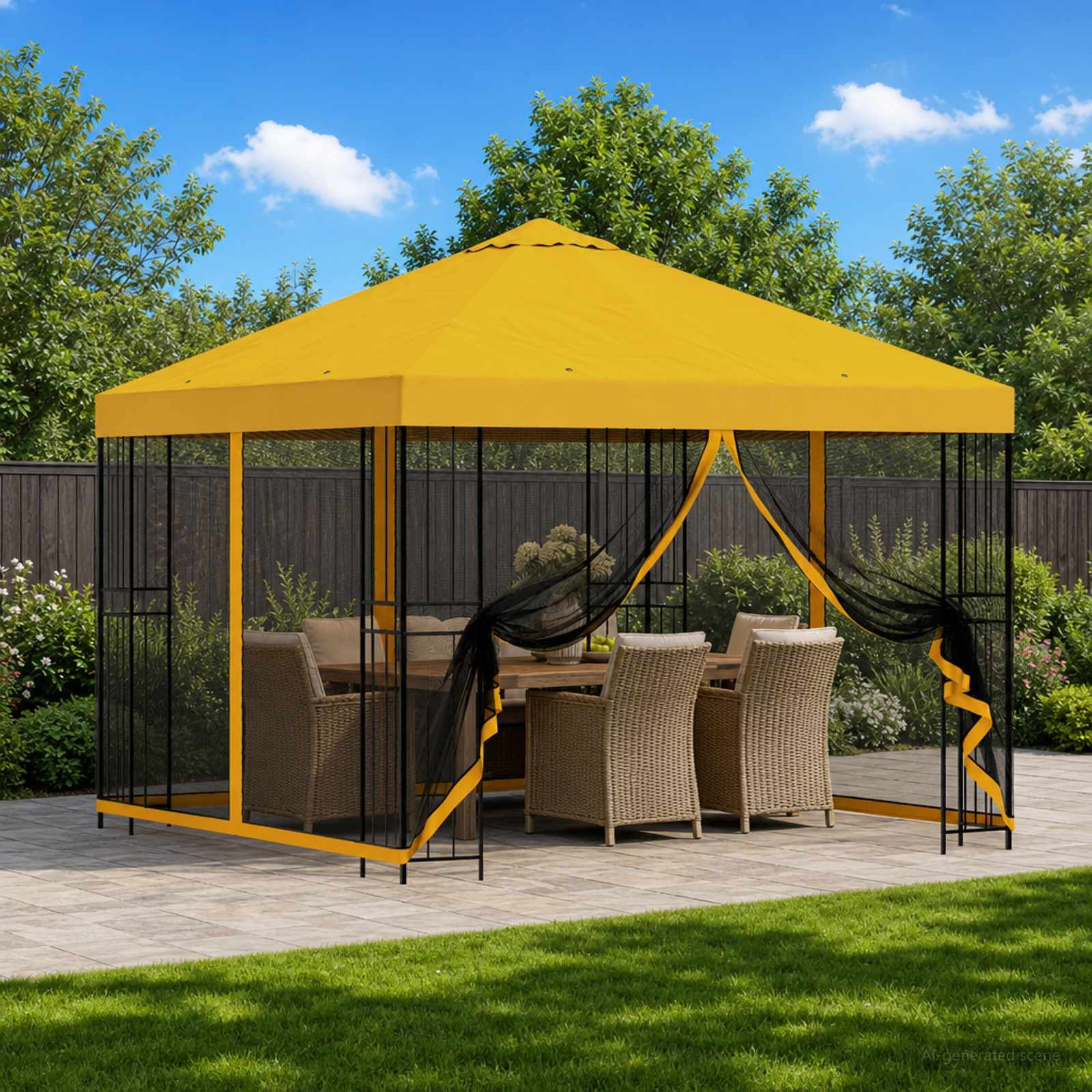 vidaXL Garten Pavillon mit Seitenwänden 3 x 3 m Gelb