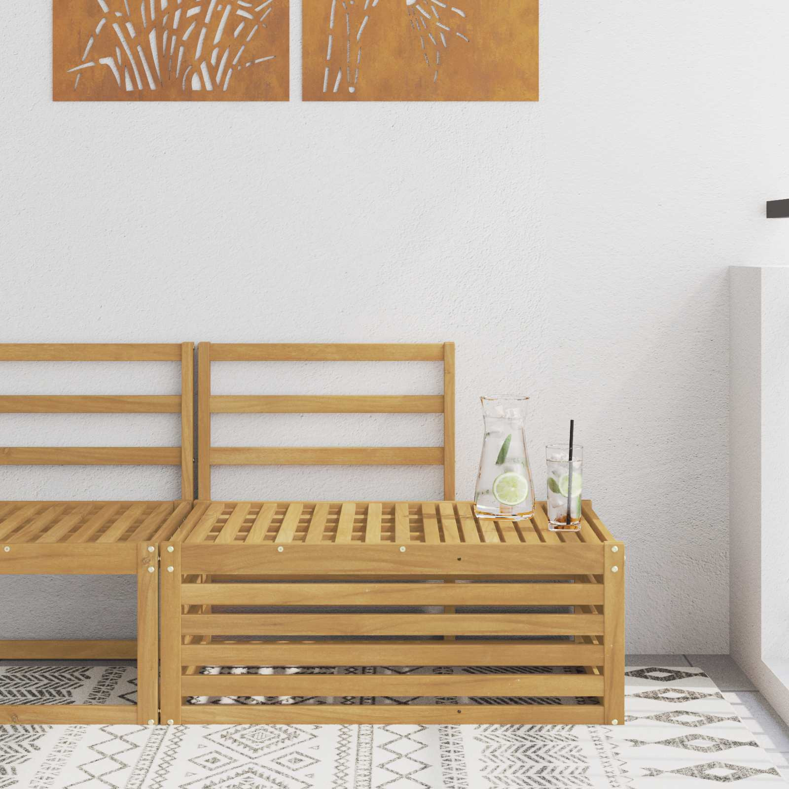 vidaXL Outdoor-Sofagarnitur Weiß 91 x 63 x 73 cm Massivholz Akazie