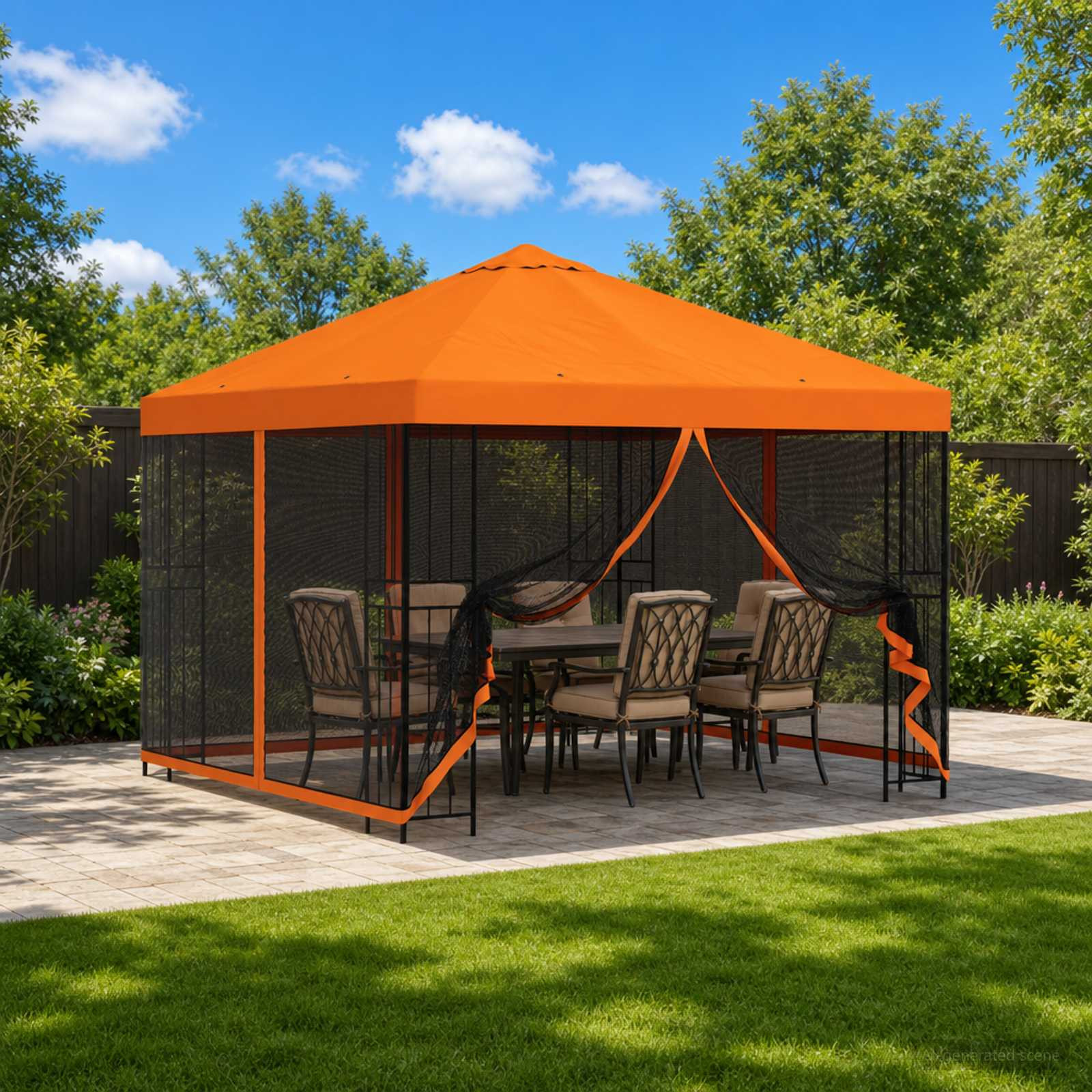 vidaXL Garten Pavillon mit Seitenwänden 3 x 3 m Orange