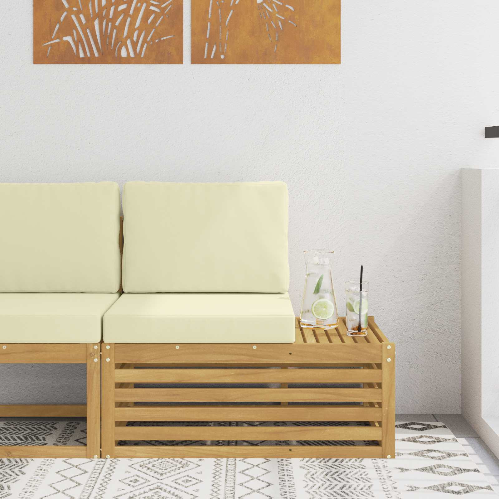 vidaXL Ecksofa-Einheiten für draußen Weiß und Creme 91 x 63 x 73 cm