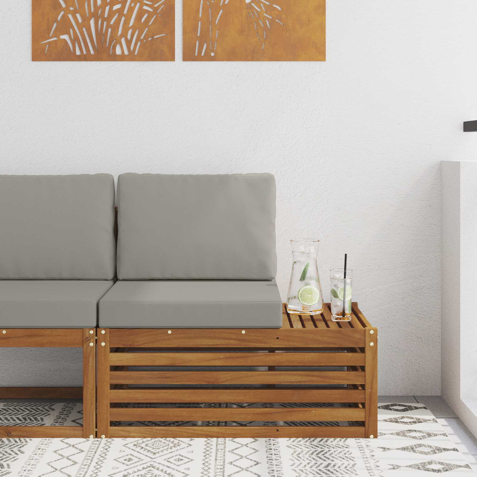 vidaXL Outdoor Endsofa Natur 91 x 63 x 73 cm Massivholz Akazie