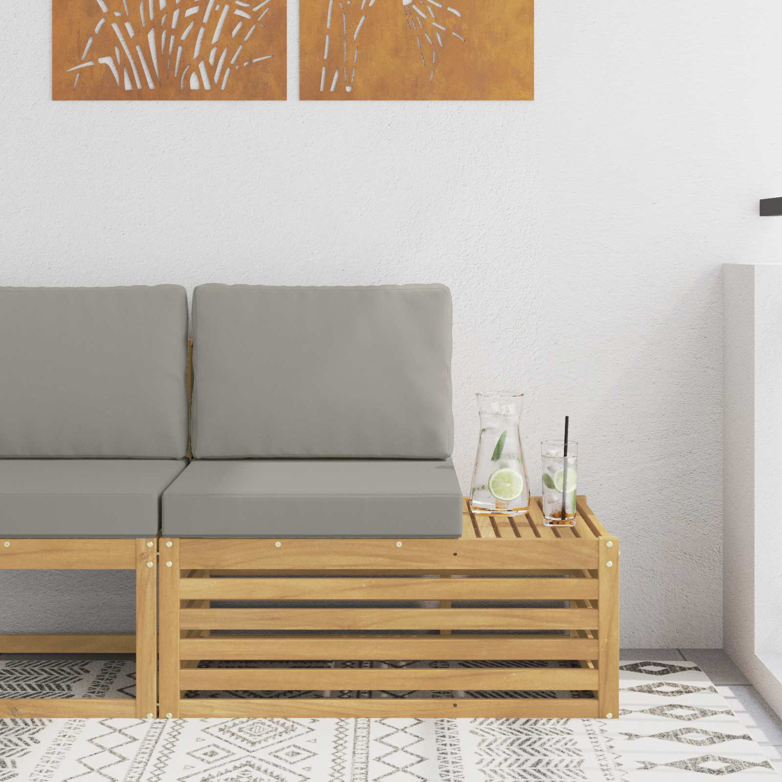 vidaXL Outdoor End Sofa Massivholz Akazie Weiß