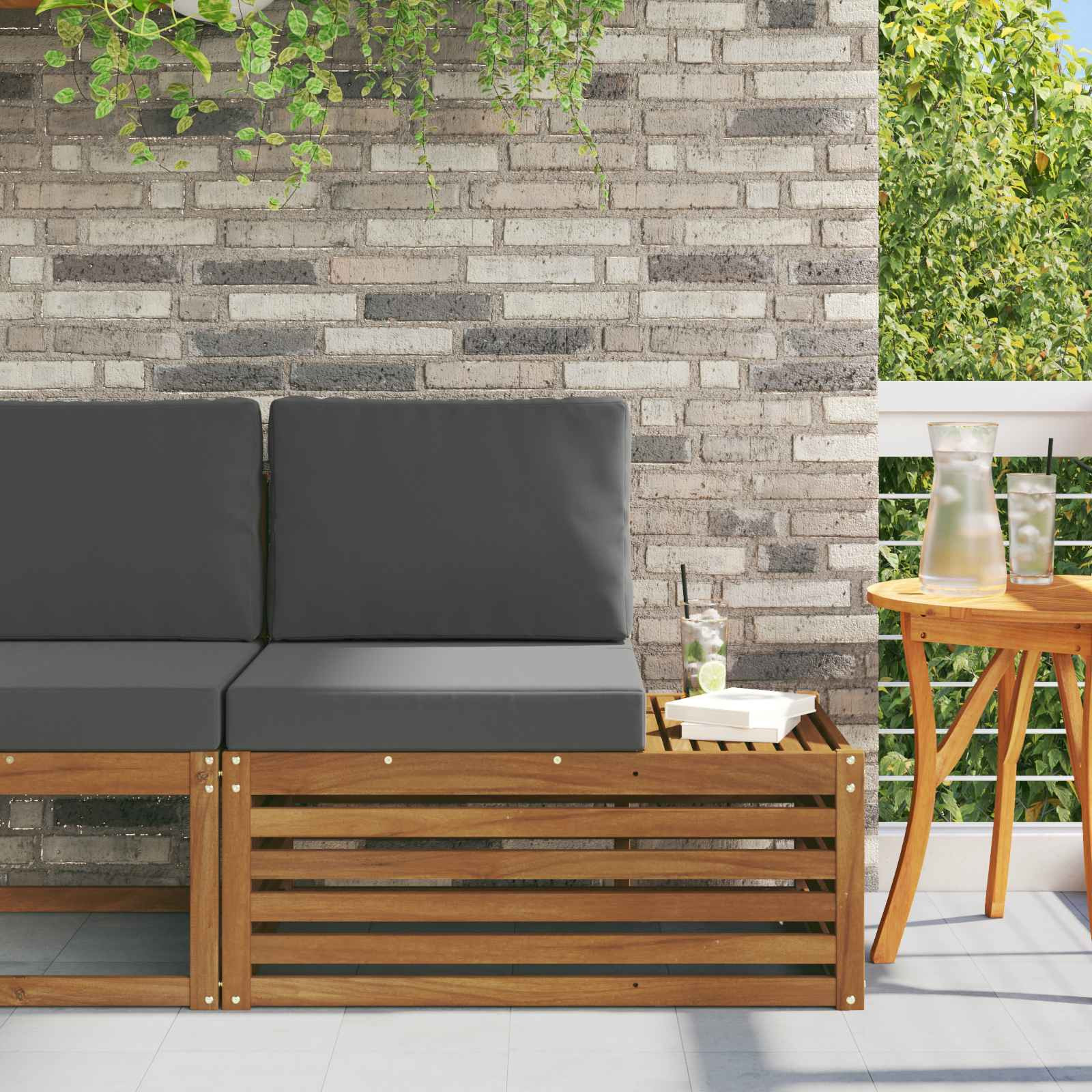 vidaXL Outdoor Endsofa Natur 91 x 63 x 73 cm Massivholz Akazie
