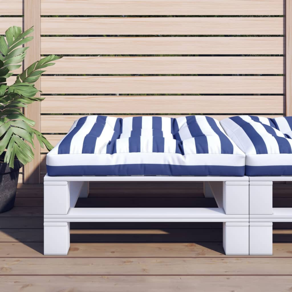 vidaXL Palettenkissen Blau Weiß Gestreift 70x70x12 cm Stoff
