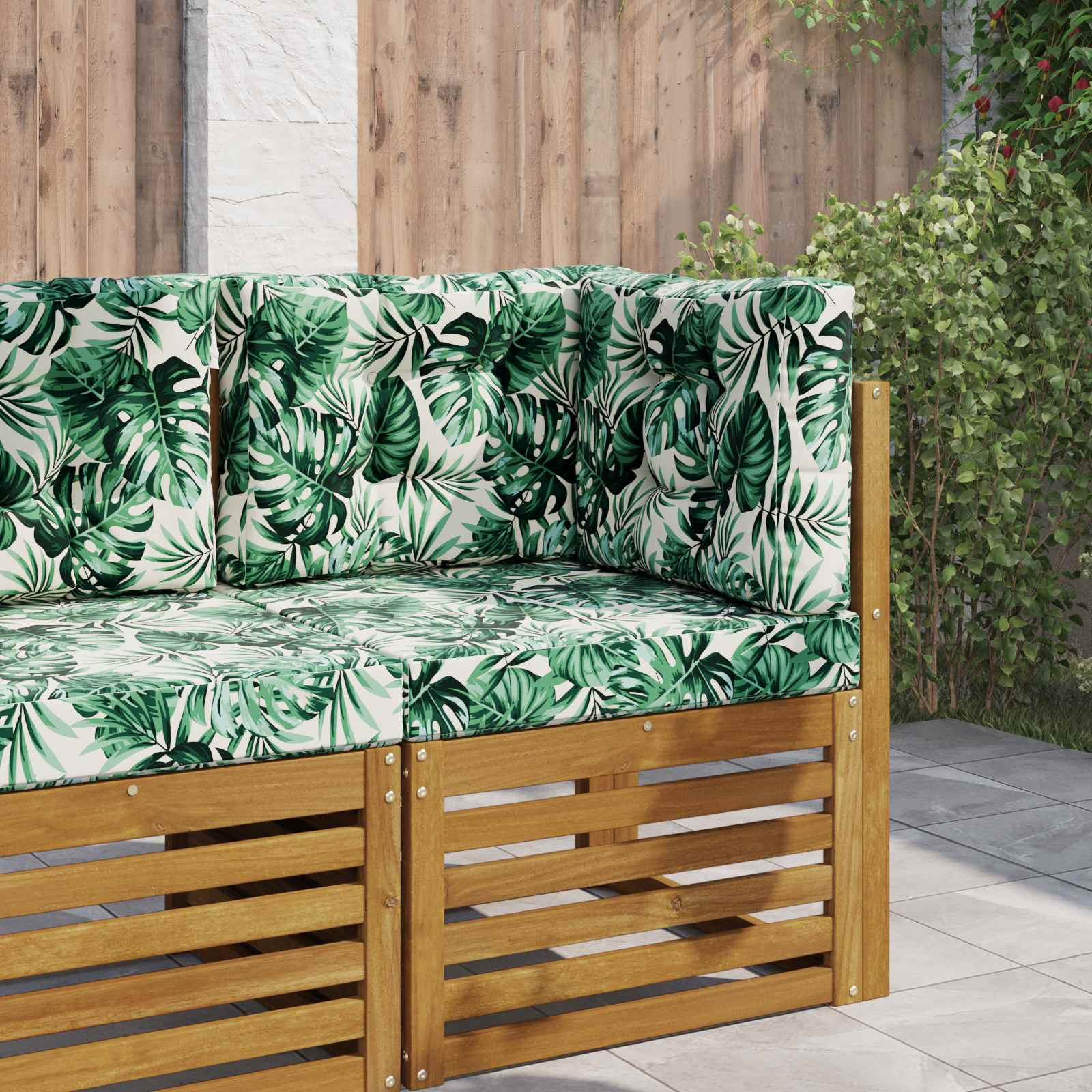 vidaXL Sofakissen für draußen 3 pcs Blattmuster Polyester
