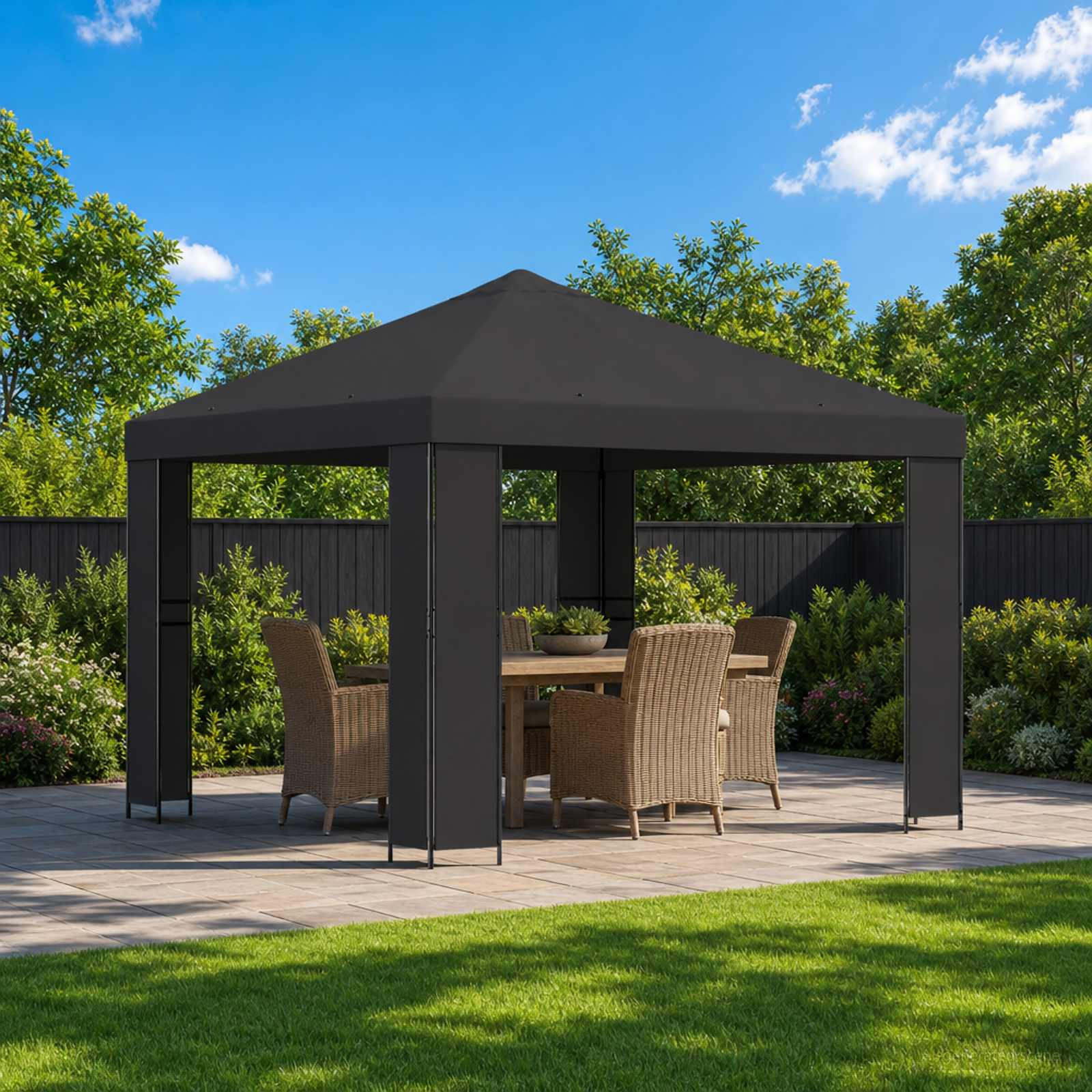 vidaXL Pavillon 3 x 3 m Anthrazit Polyester und Stahl 190 gsm