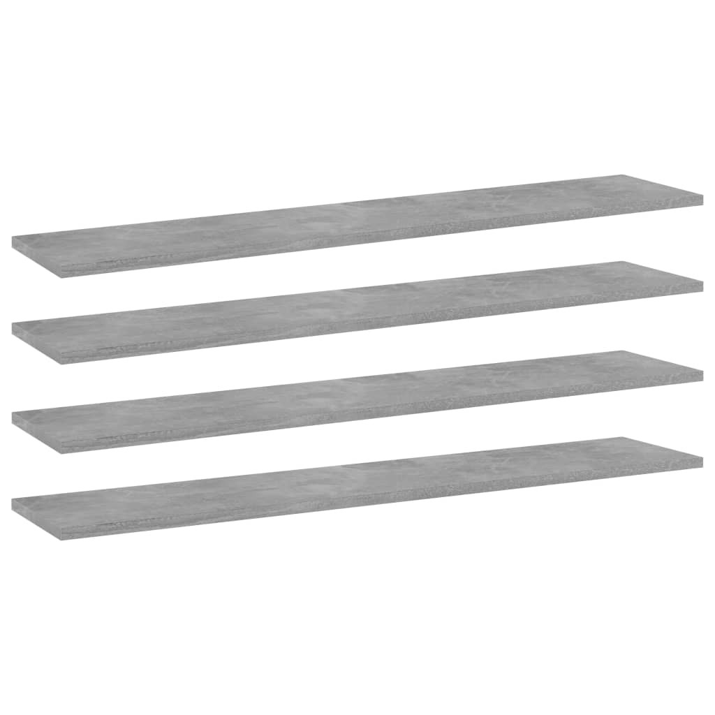 vidaXL Bücherregal-Bretter 4 Stk. Betongrau 100x20x1,5cm Holzwerkstoff