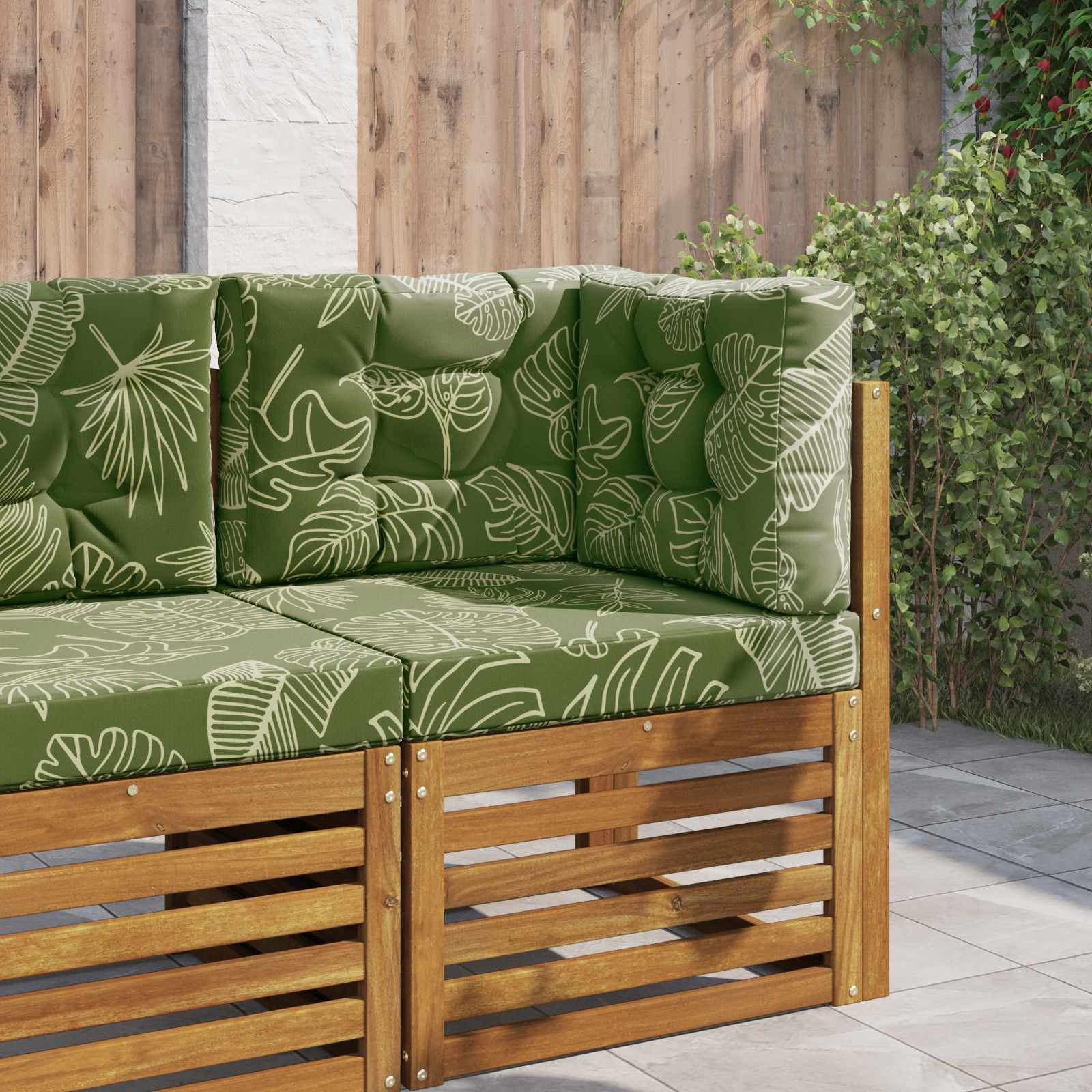 vidaXL Sofakissen für draußen 3 pcs Blattdesign Polyester