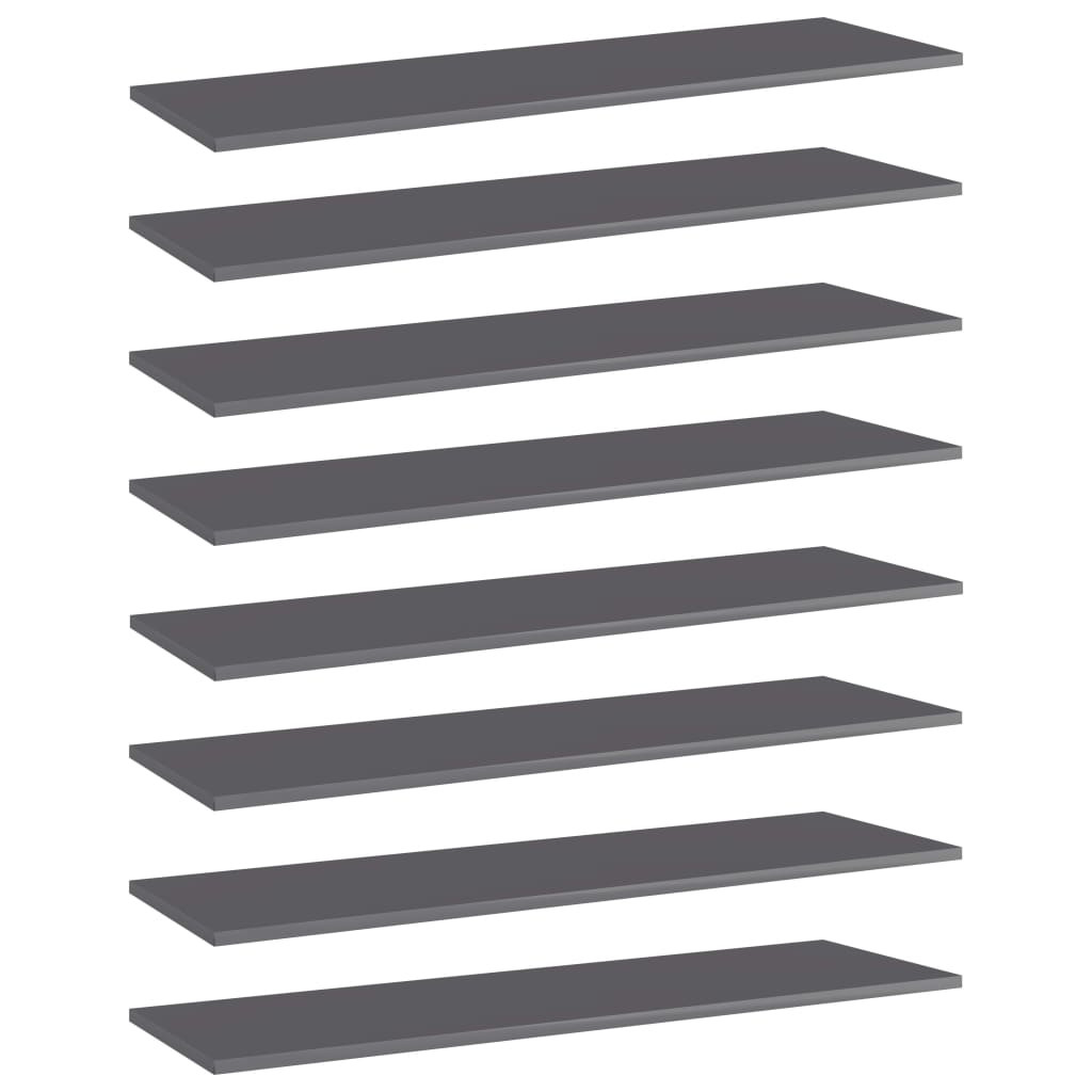 vidaXL Bücherregal-Bretter 8 Stk. Hochglanz-Grau 100x30x1,5 cm