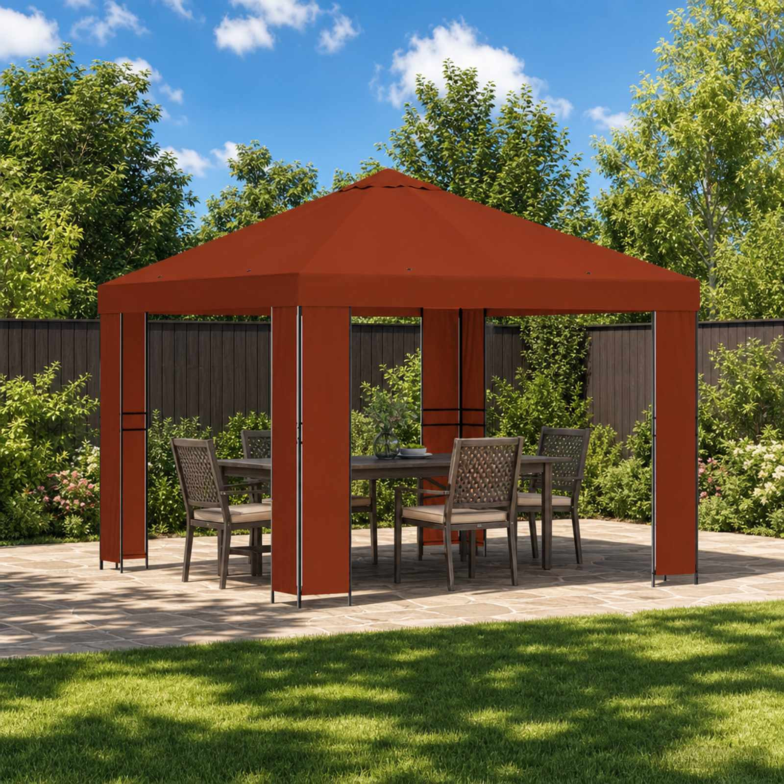 vidaXL Pavillon 3 x 3 m Terrakotta Polyester und Stahl 190 gsm
