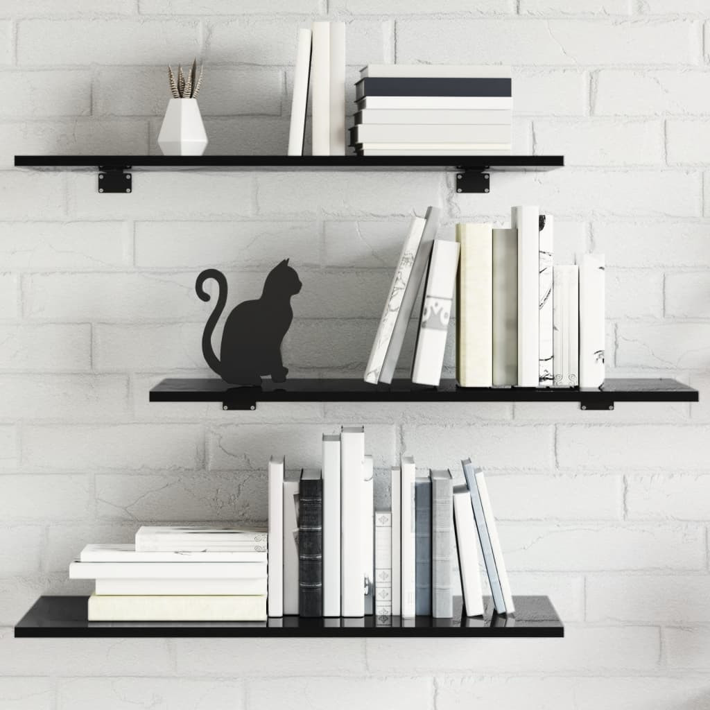 vidaXL Bücherregal-Bretter 8 Stk. Hochglanz-Schwarz 80x30x1,5 cm