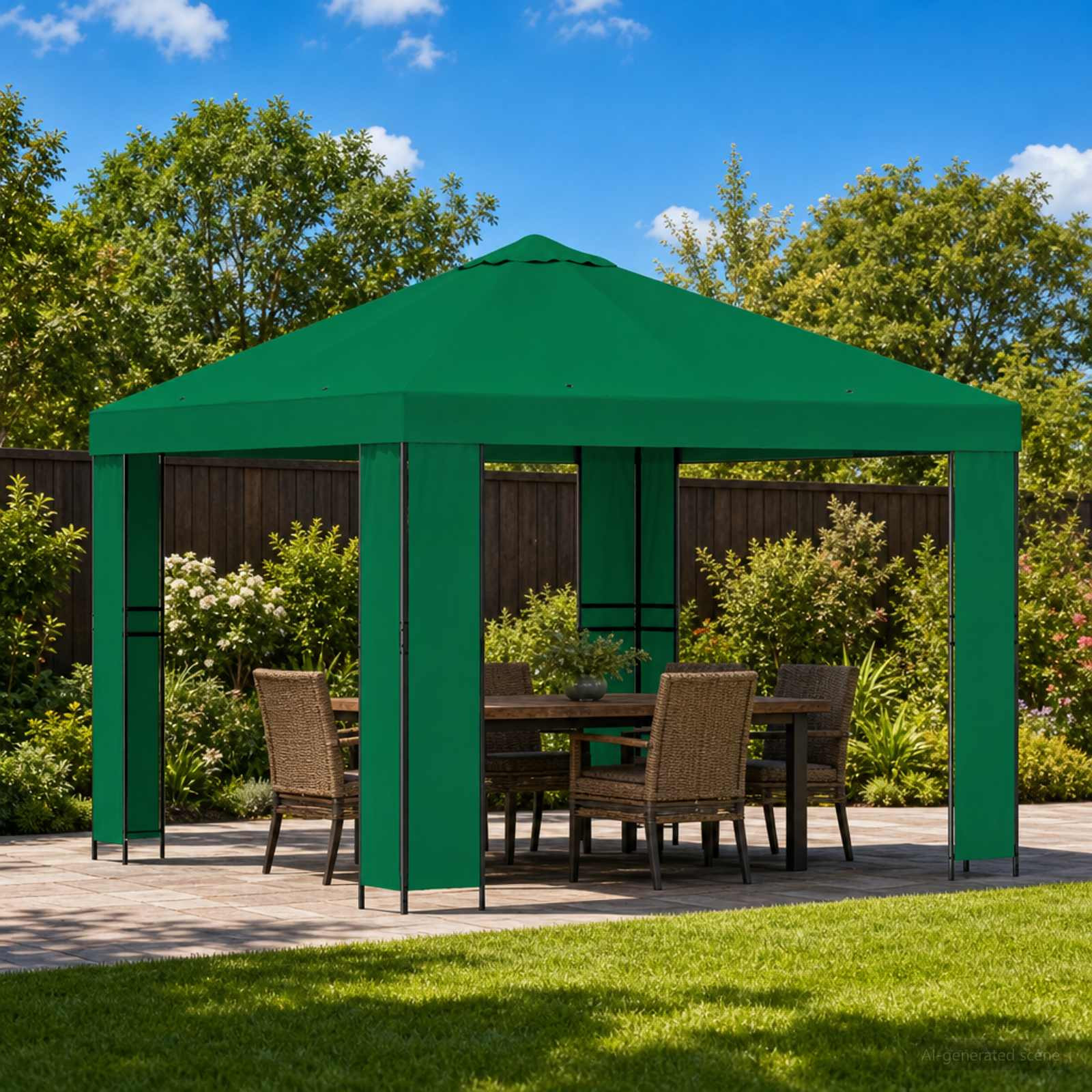 vidaXL Pavillon 3 x 3 m Grün Polyester und Stahl 190 gsm