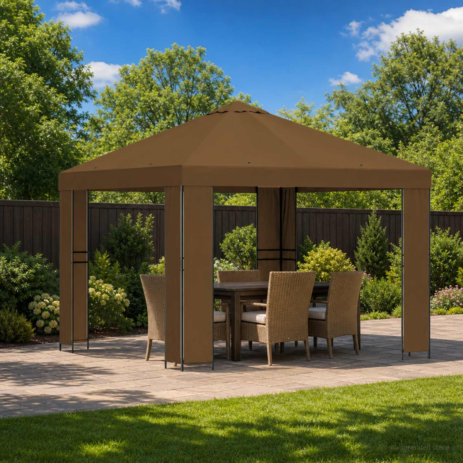 vidaXL Pavillon 3 x 3 m Taupe Polyester und Stahl 190 gsm