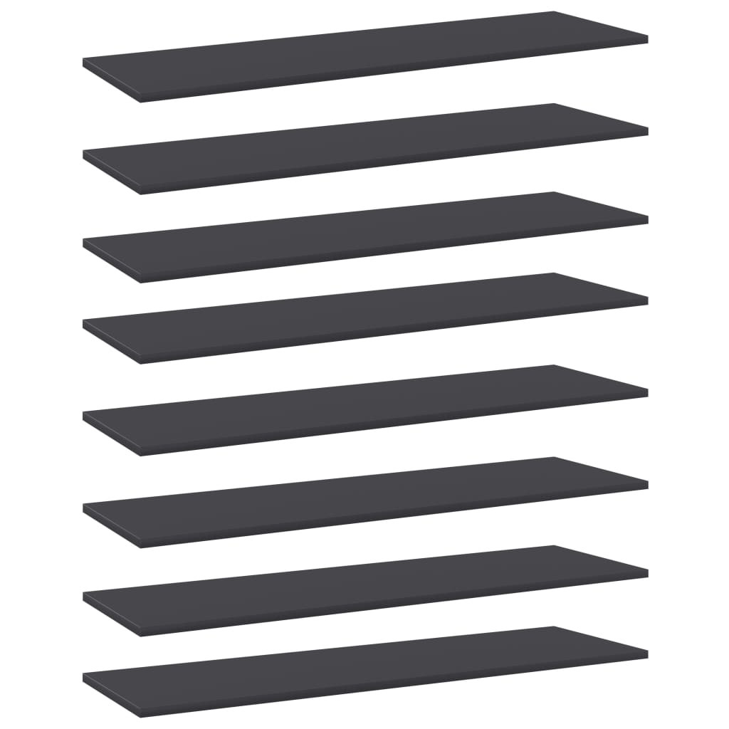 vidaXL Bücherregal-Bretter 8 Stk. Grau 100x30x1,5 cm Holzwerkstoff