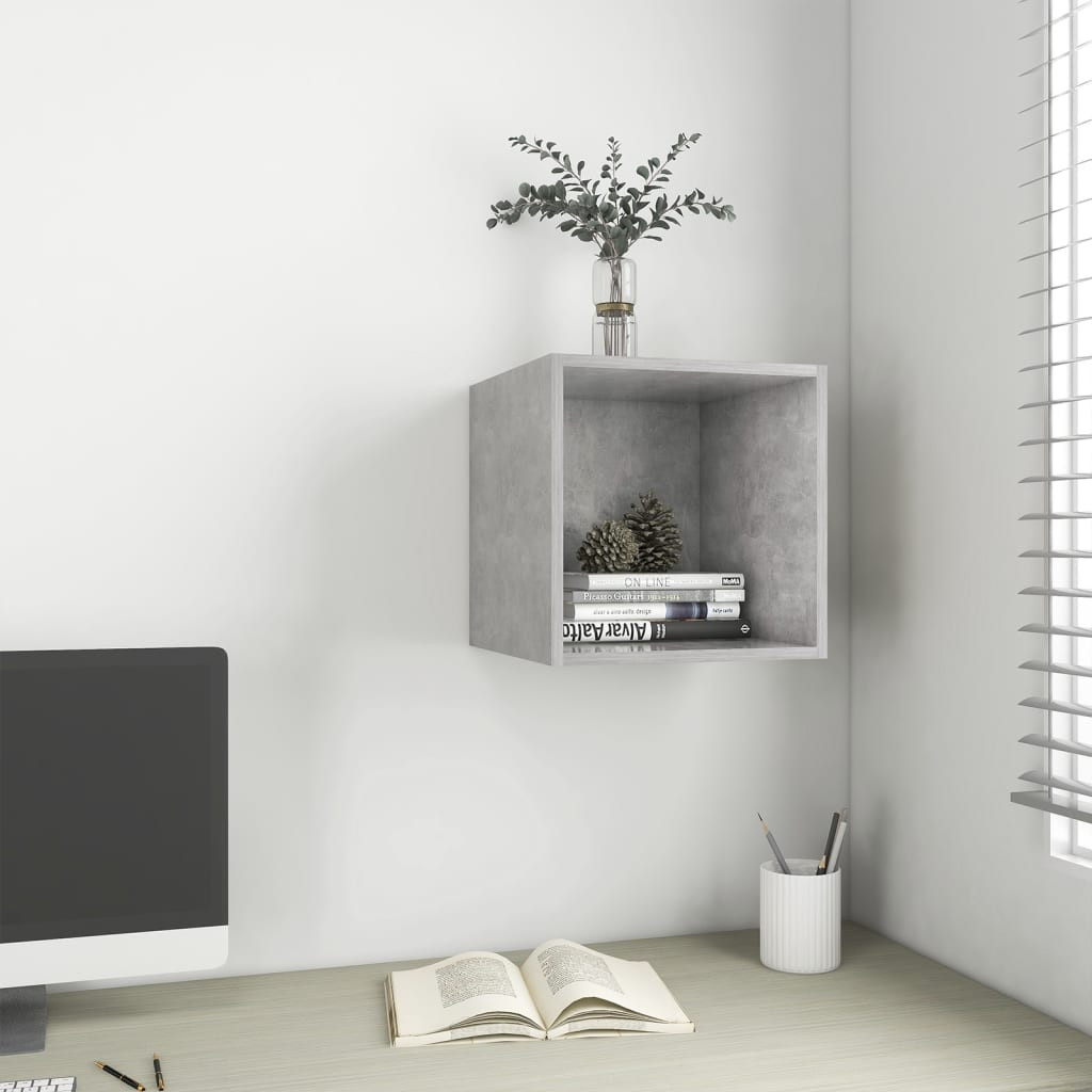 vidaXL Wandschrank Betongrau 37x37x37 cm Holzwerkstoff