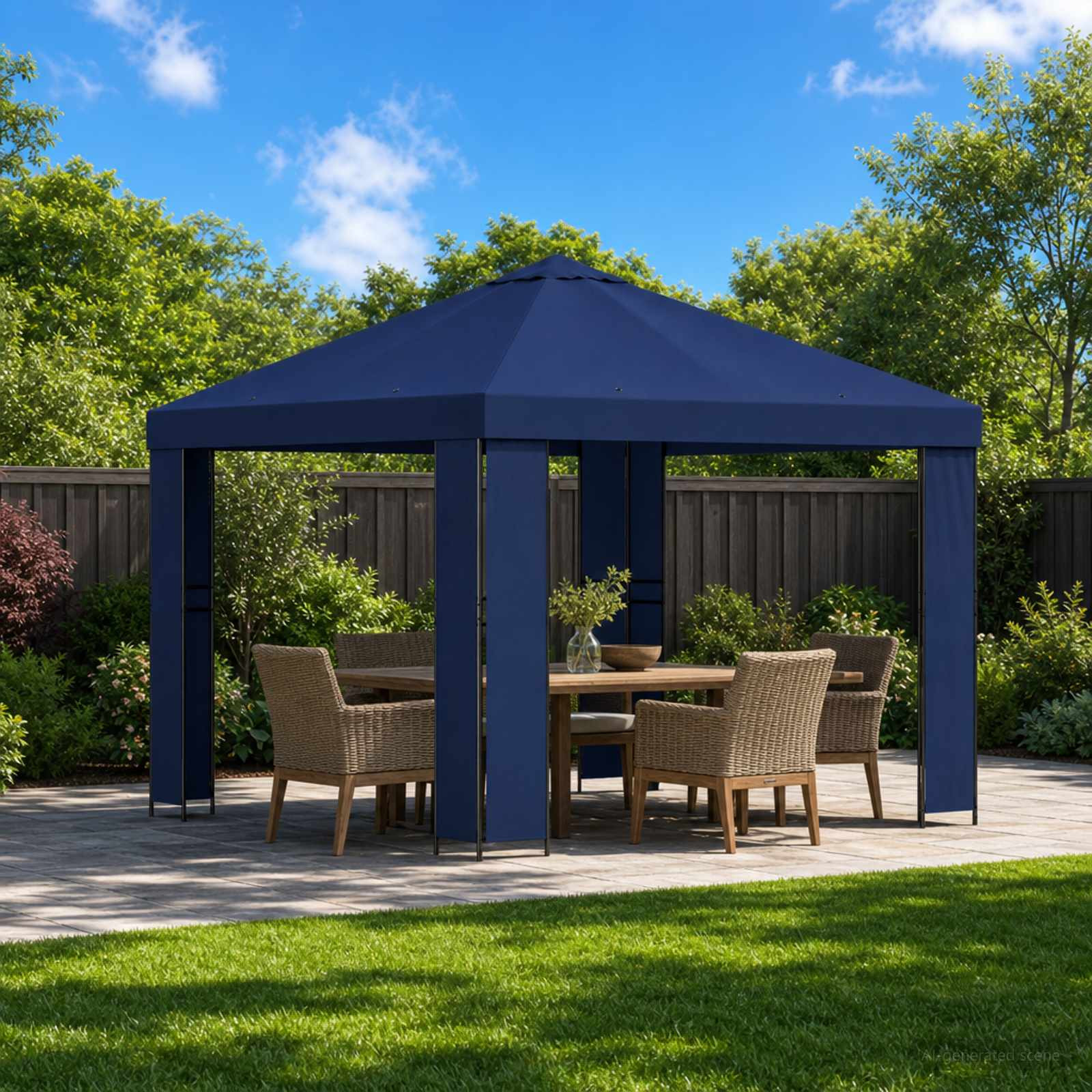 vidaXL Pavillon 3 x 3 m Blau Polyester und Stahl 190 gsm