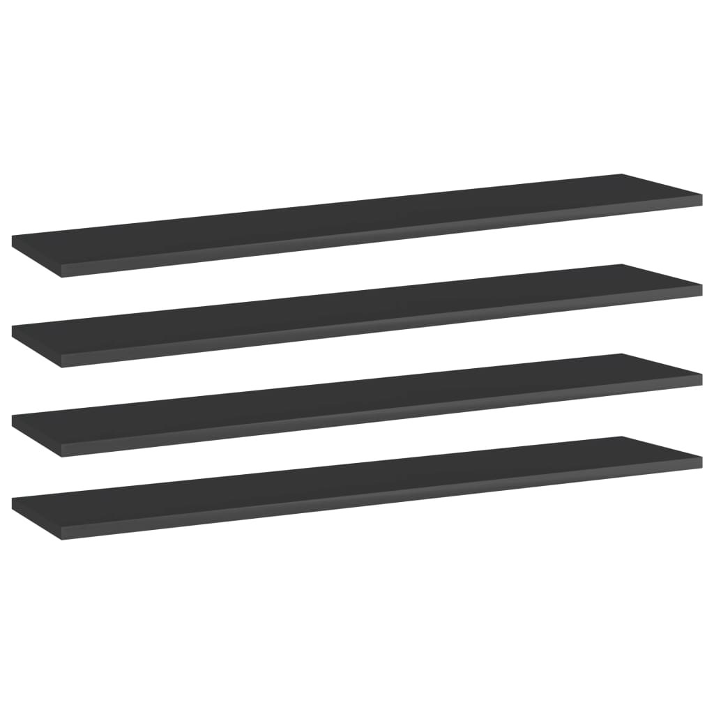 vidaXL Bücherregal-Bretter 4 Stk. Hochglanz-Schwarz 100x20x1,5 cm