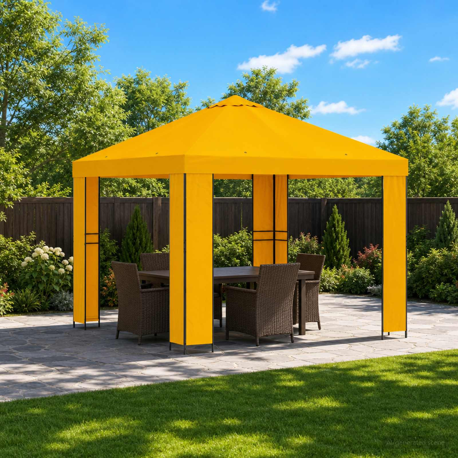 vidaXL Pavillon 3 x 3 m Gelb Polyester und Stahl 190 gsm