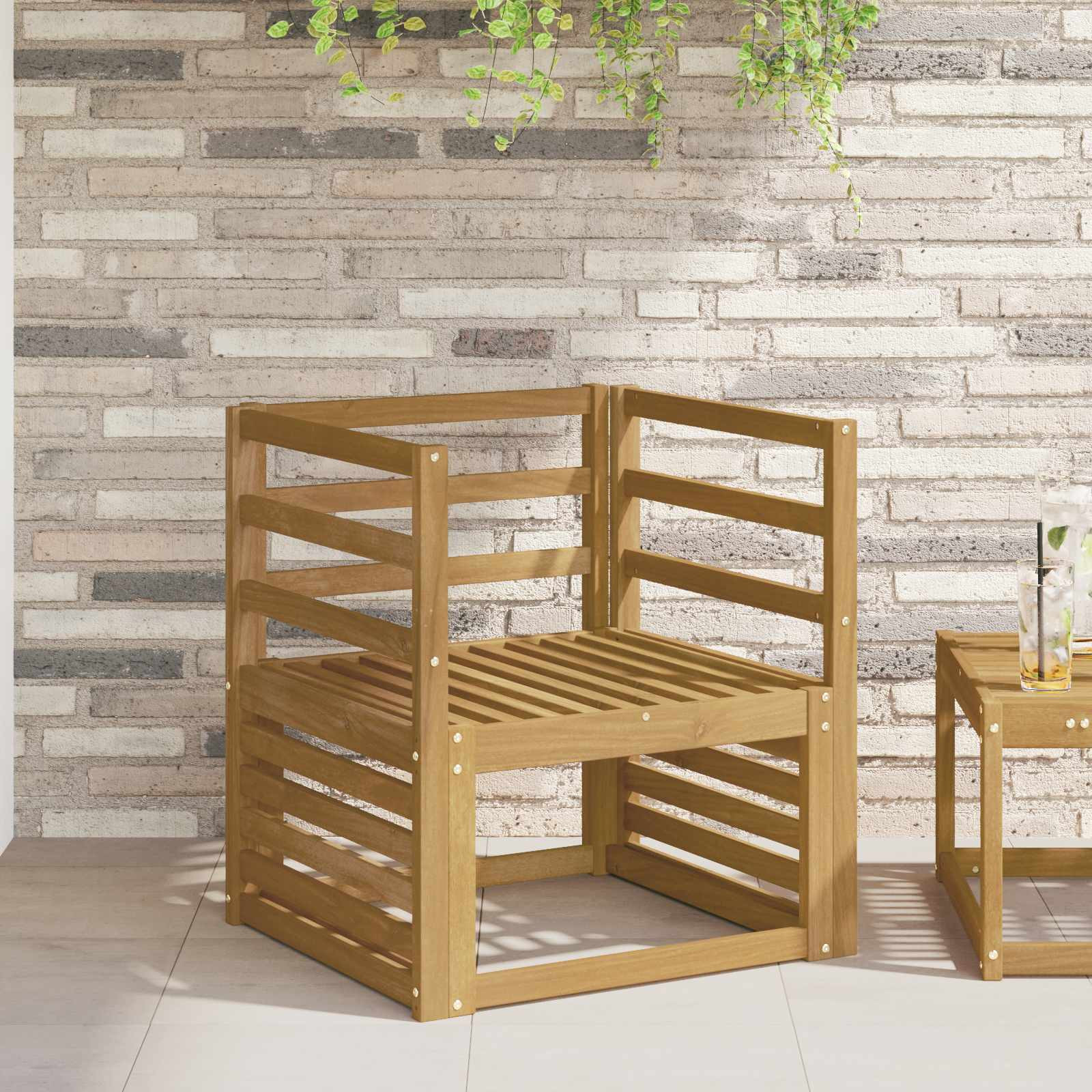 vidaXL Armlehnen Modul 2 pcs Weiß 59 x 4 x 73 cm Massivholz Akazie