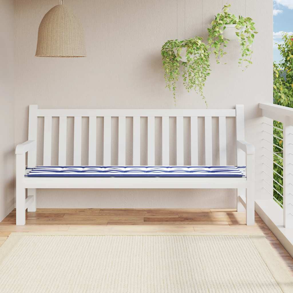 vidaXL Gartenbank-Auflage Blau&Weiß Gestreift 200x50x3 cm Stoff