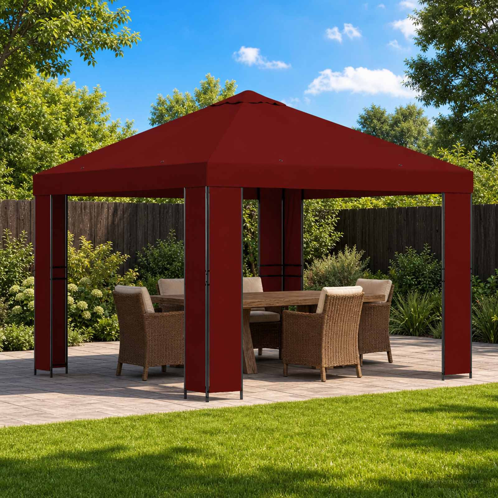 vidaXL Pavillon 3 x 3 m Bordeauxrot Polyester und Stahl 190 gsm