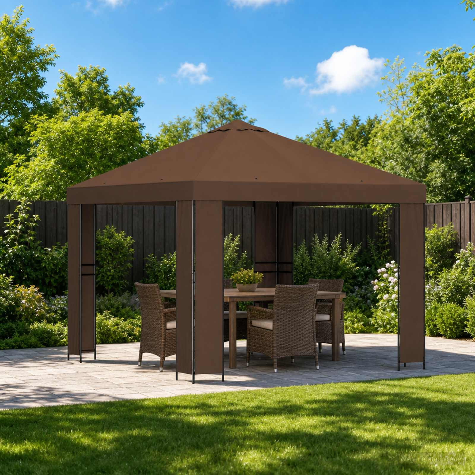 vidaXL Pavillon 3 x 3 m Braun Polyester und Stahl 190 gsm