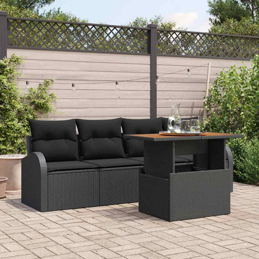 vidaXL Garten-Sofa-Set 5 pcs Schwarz