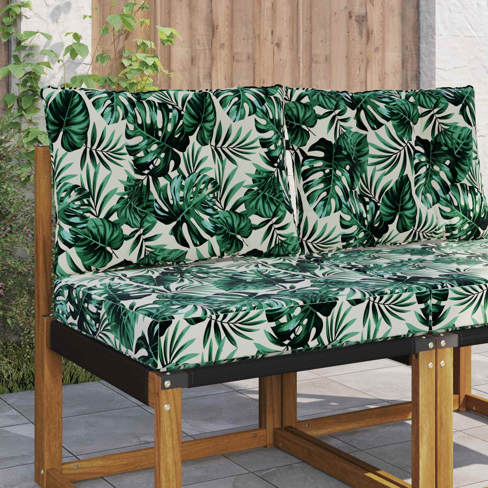 vidaXL Sofakissen für draußen Polyester Blattmuster 60 x 50,5 x 8 cm