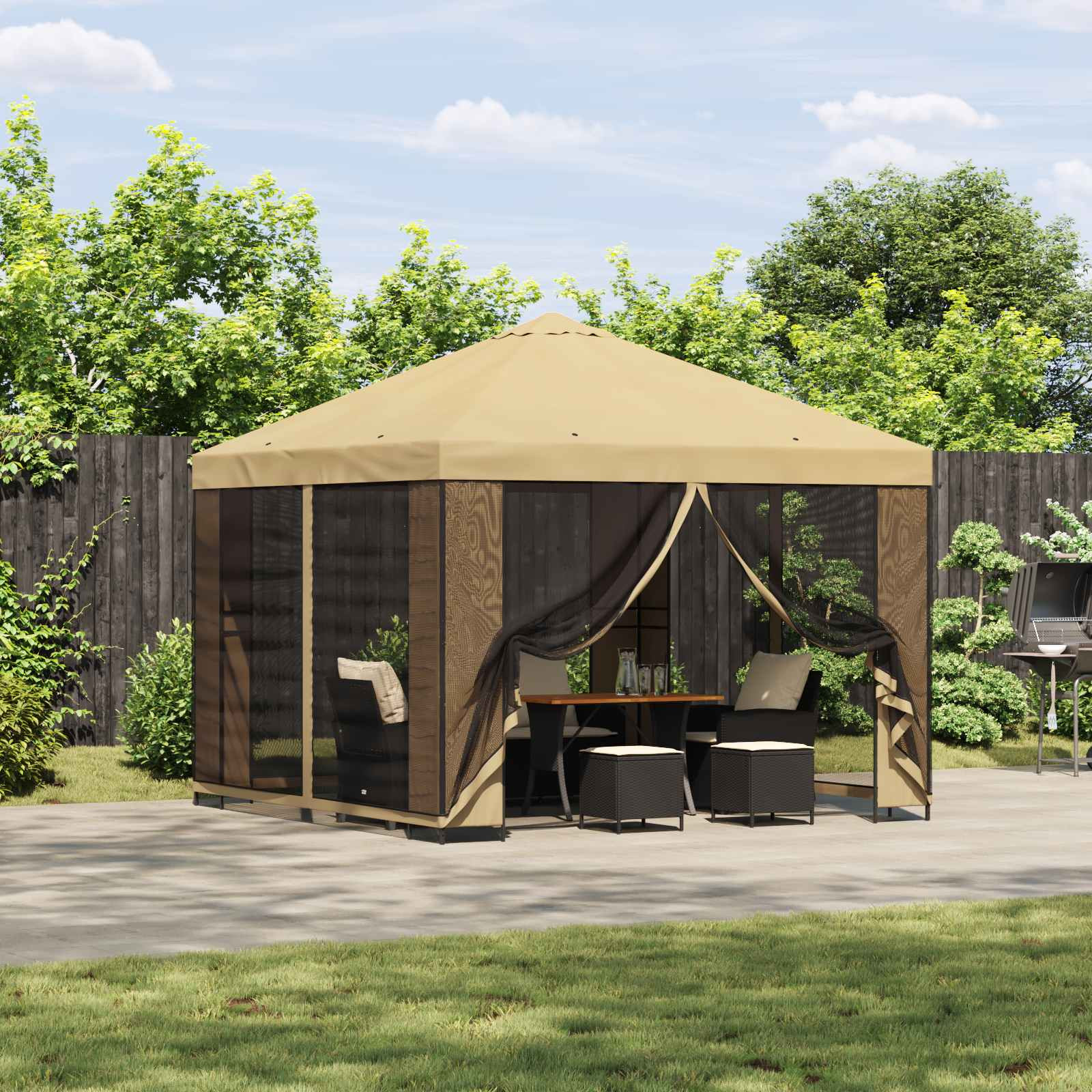 vidaXL Garten Pavillon mit Seitenwänden 3 x 3 m Creme