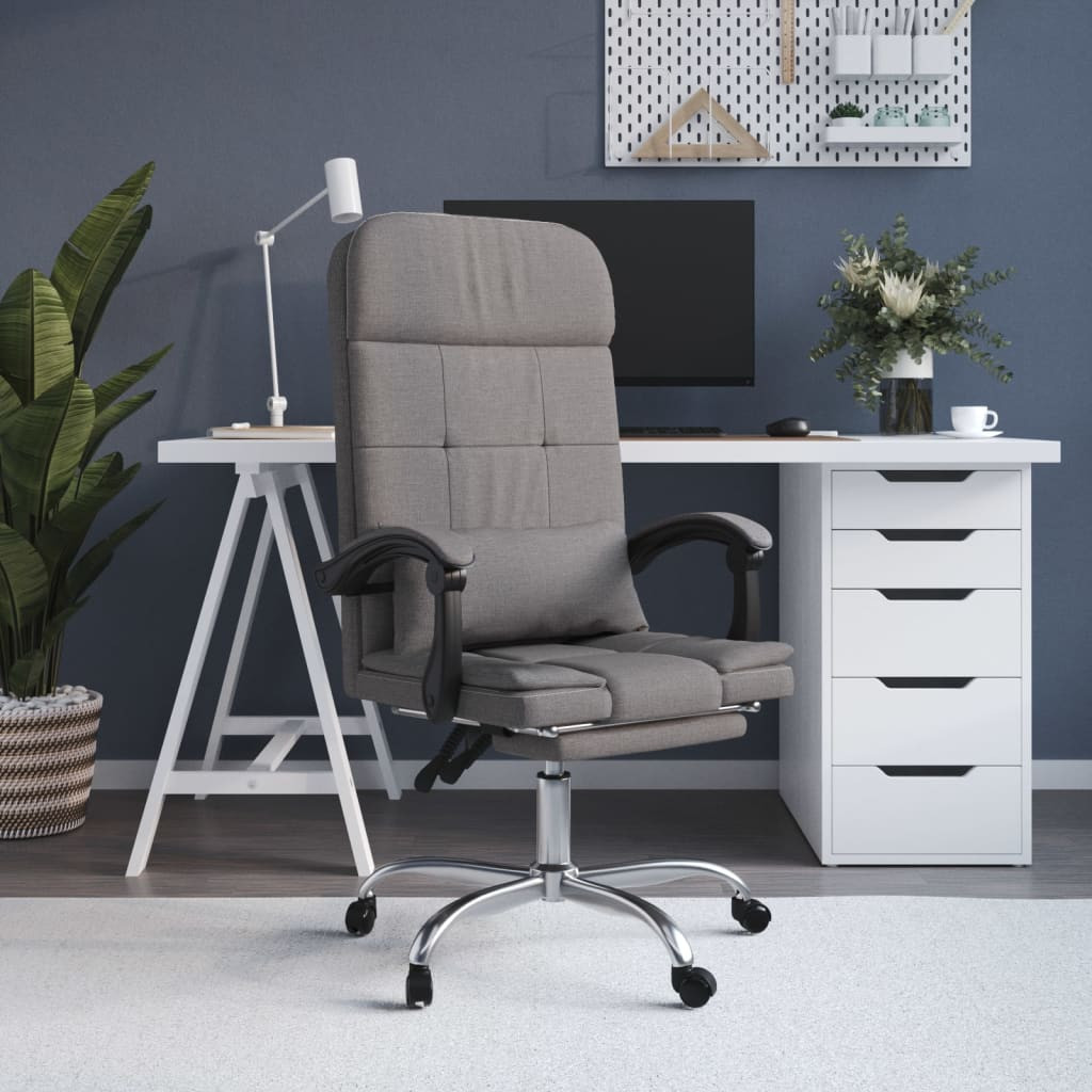 vidaXL Bürostuhl mit Massagefunktion Taupe Stoff