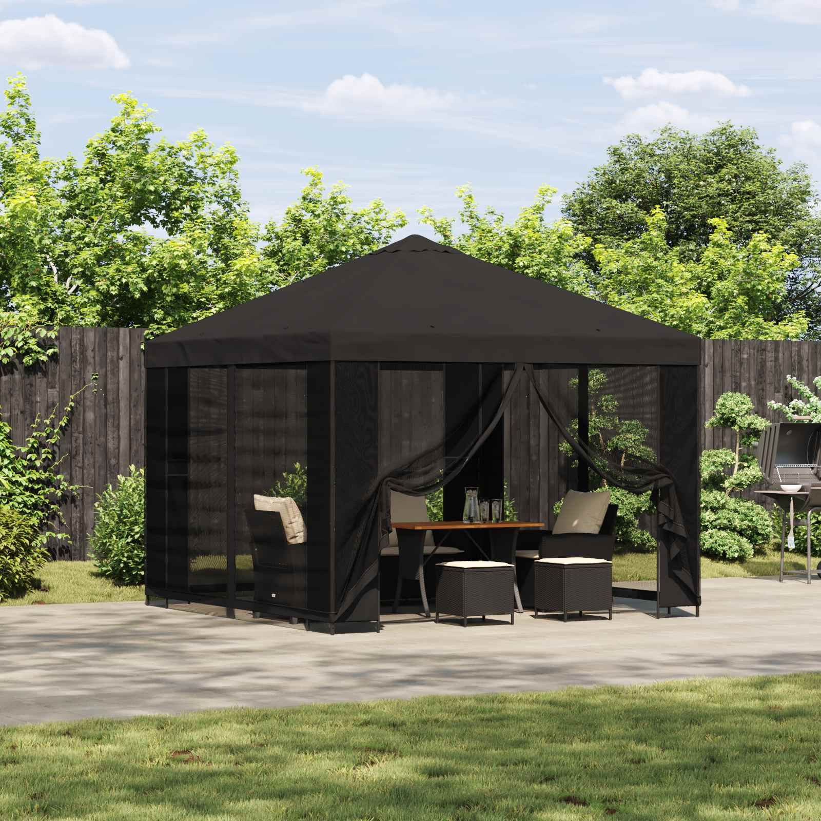 vidaXL Garten Pavillon mit Seitenwänden 3 x 3 m Anthrazit