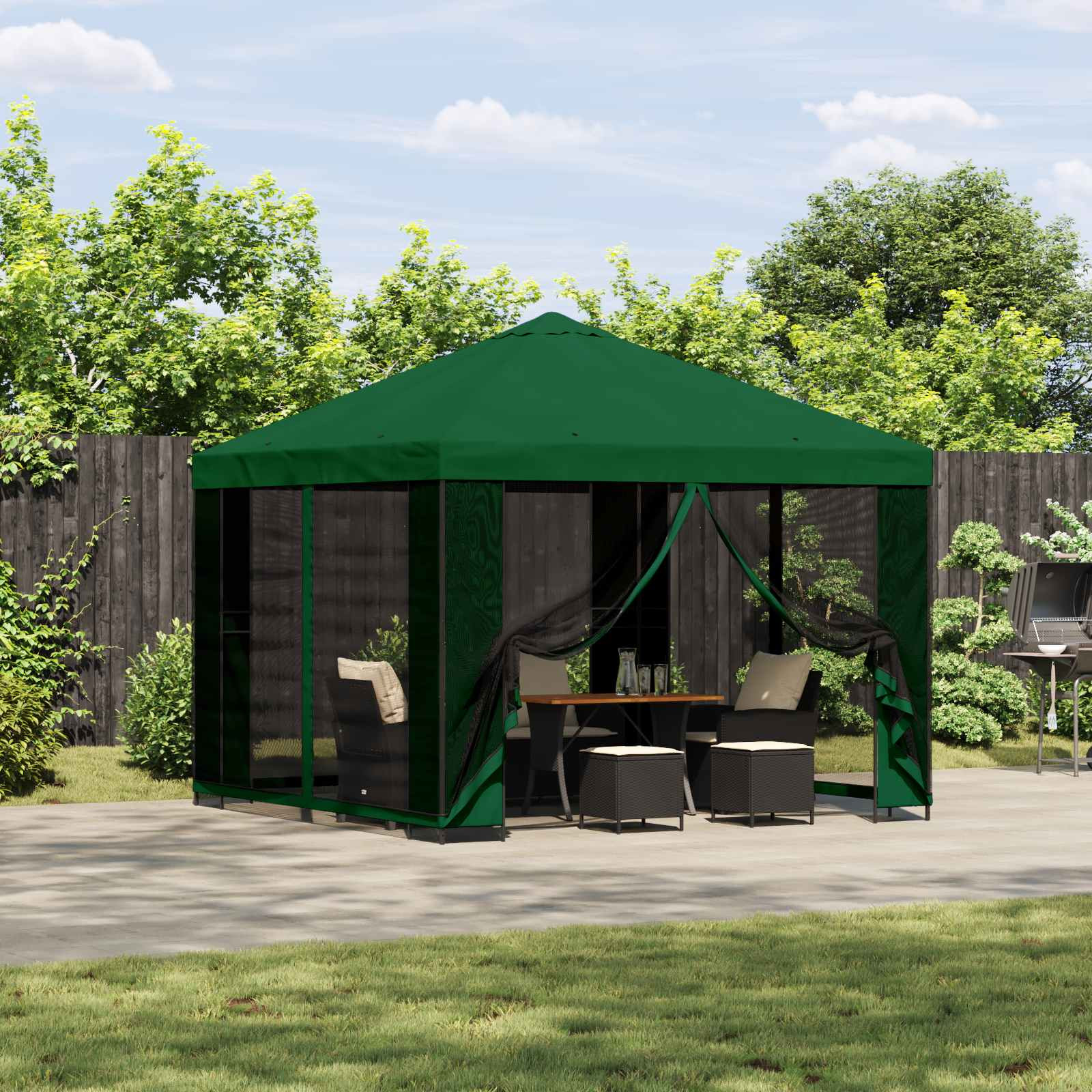 vidaXL Garten Pavillon mit Seitenwänden 3 x 3 m Grün
