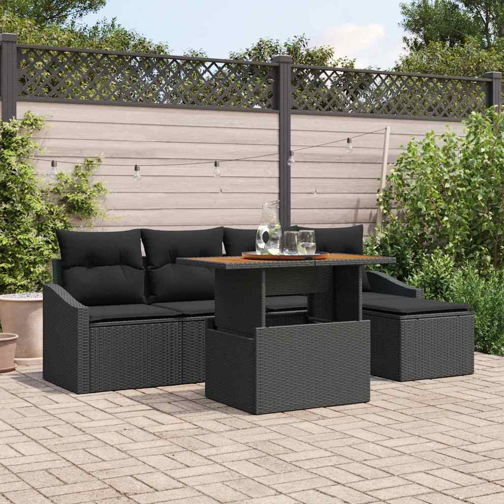 vidaXL Gartensofa-set 6 pcs Schwarz und Braun