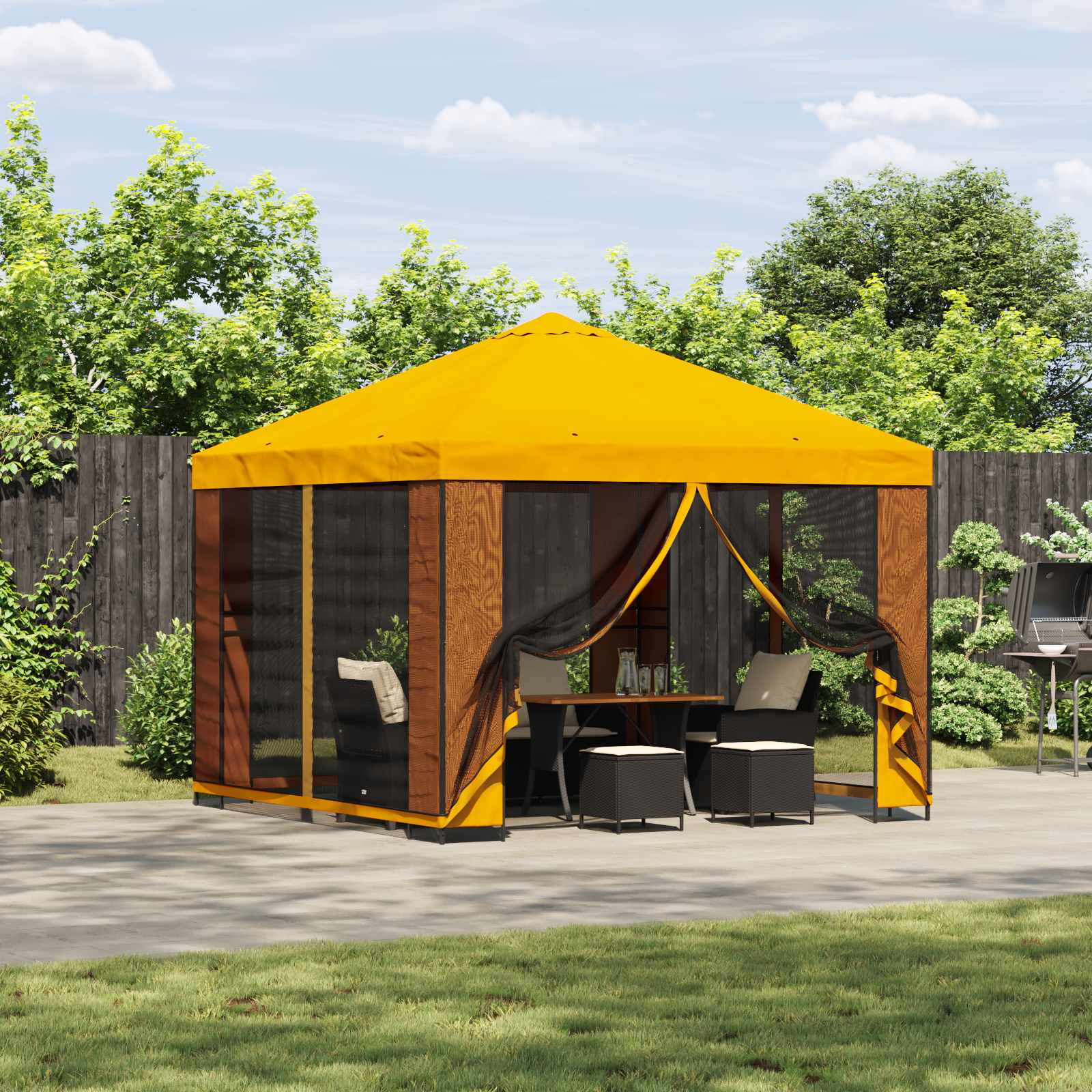 vidaXL Garten Pavillon mit Seitenwänden 3 x 3 m Gelb