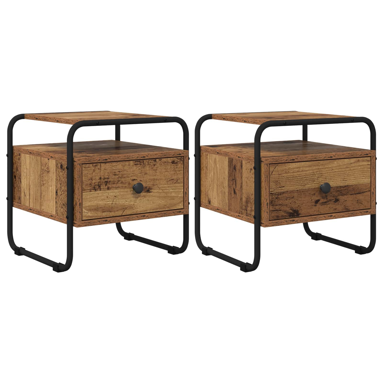 vidaXL Nachttisch 2 Stk. Altholz 40 x 39,5 x 40 cm Holzwerkstoff